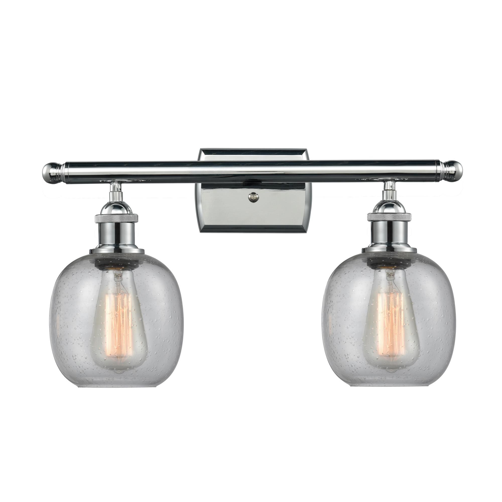 Shown in Polished Chrome finish and Clear Seedy glass