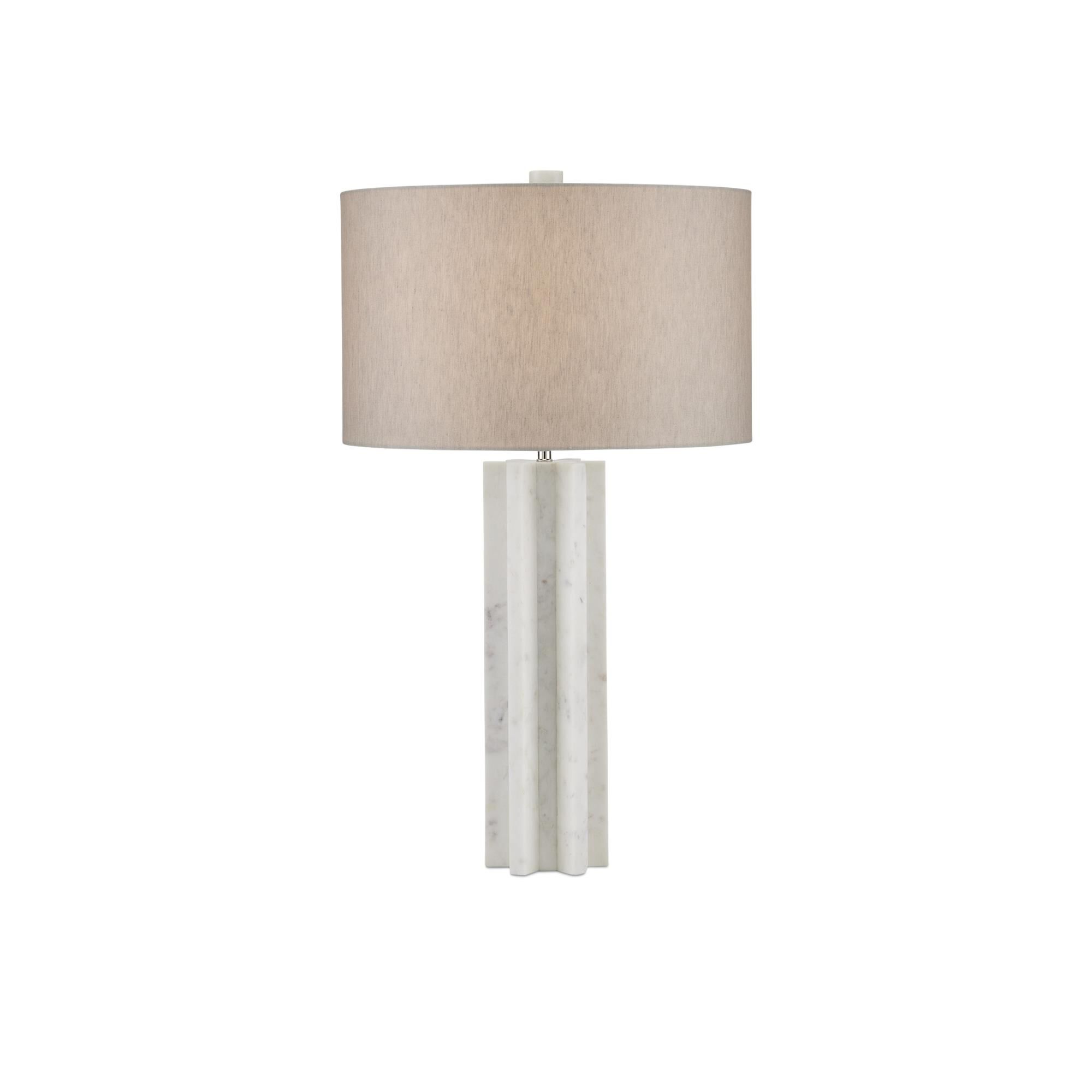 Shown in White finish and Natural Linen shade