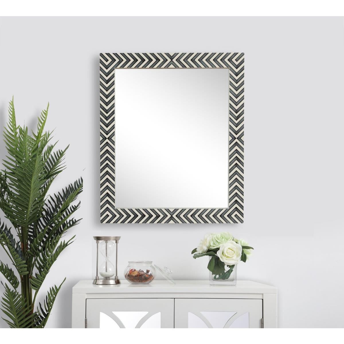 Rectangular mirror 32x27 inch in chevron Wall Mirror by Elegant Decor