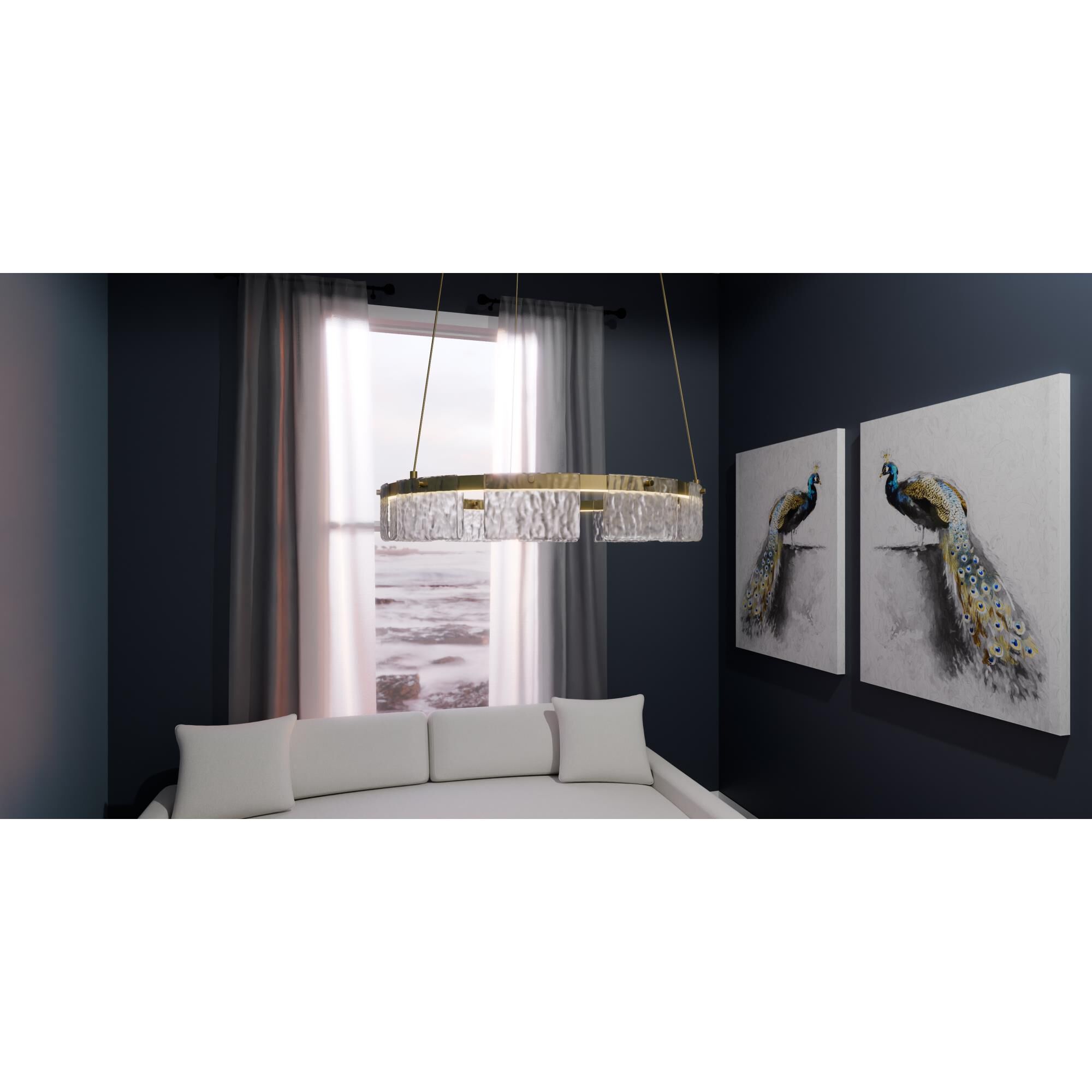 Shown in Brushed Gold finish and Clear Hammered Acylic shade