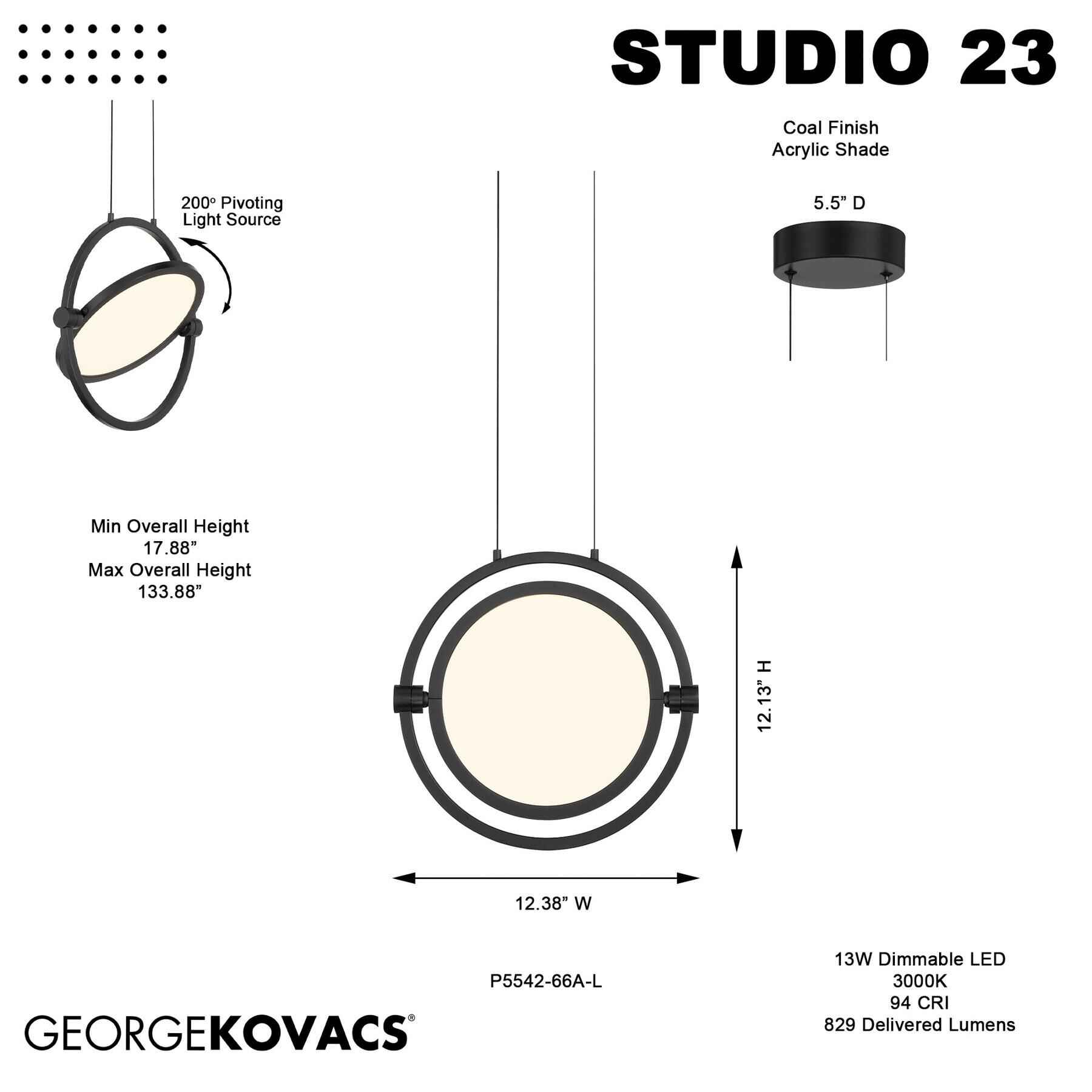Kovacs Studio 23 12 Inch LED Large Pendant