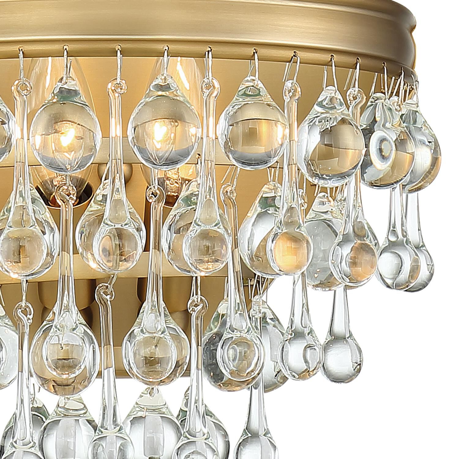 Shown in Vibrant Gold finish and Clear Glass Drops crystal