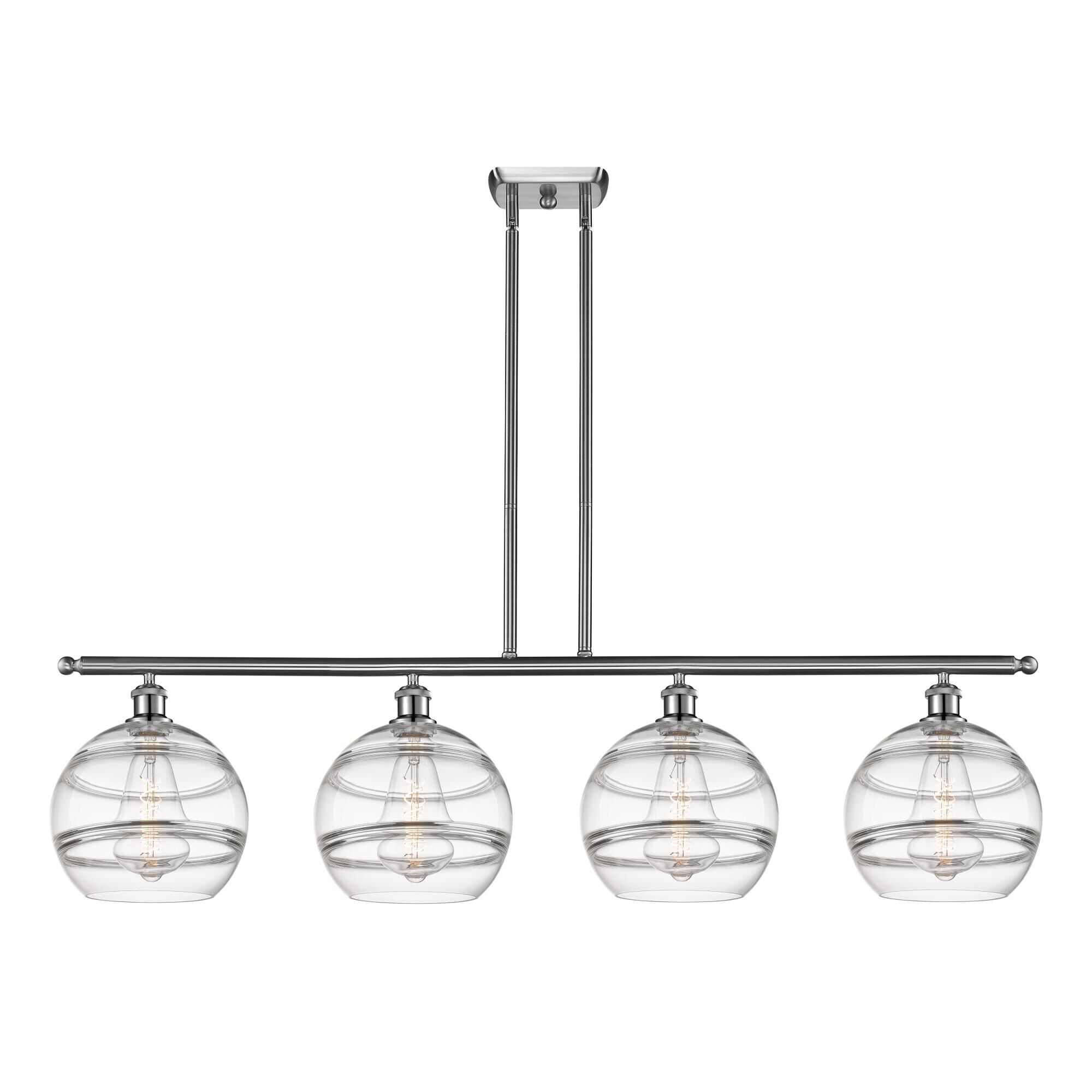 Shown in Brushed Satin Nickel finish and Clear glass