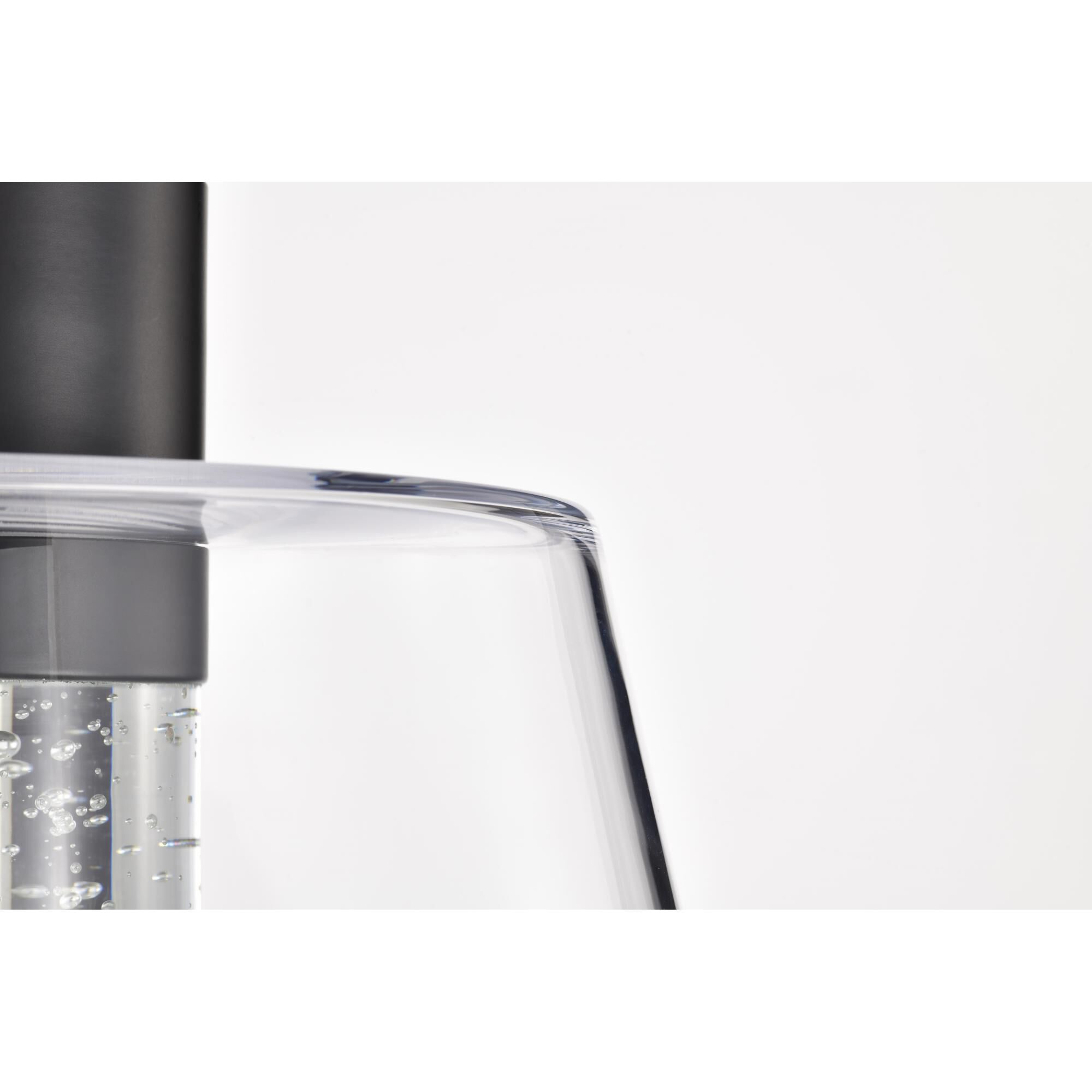 Shown in Matte Black finish and Clear K9 Bubble Crystal glass