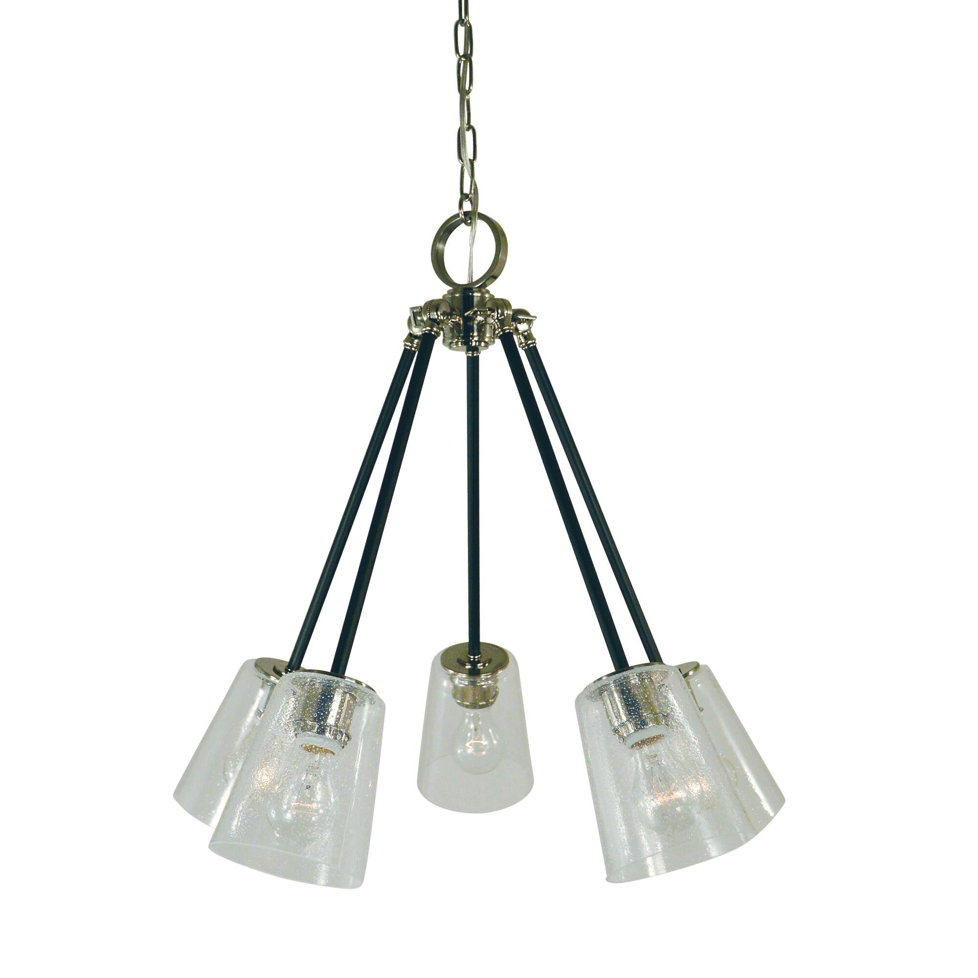 Shown in Polished Nickel With Matte Black Accents finish and Clear Seedy Glass Cone shade and Matte Black accent