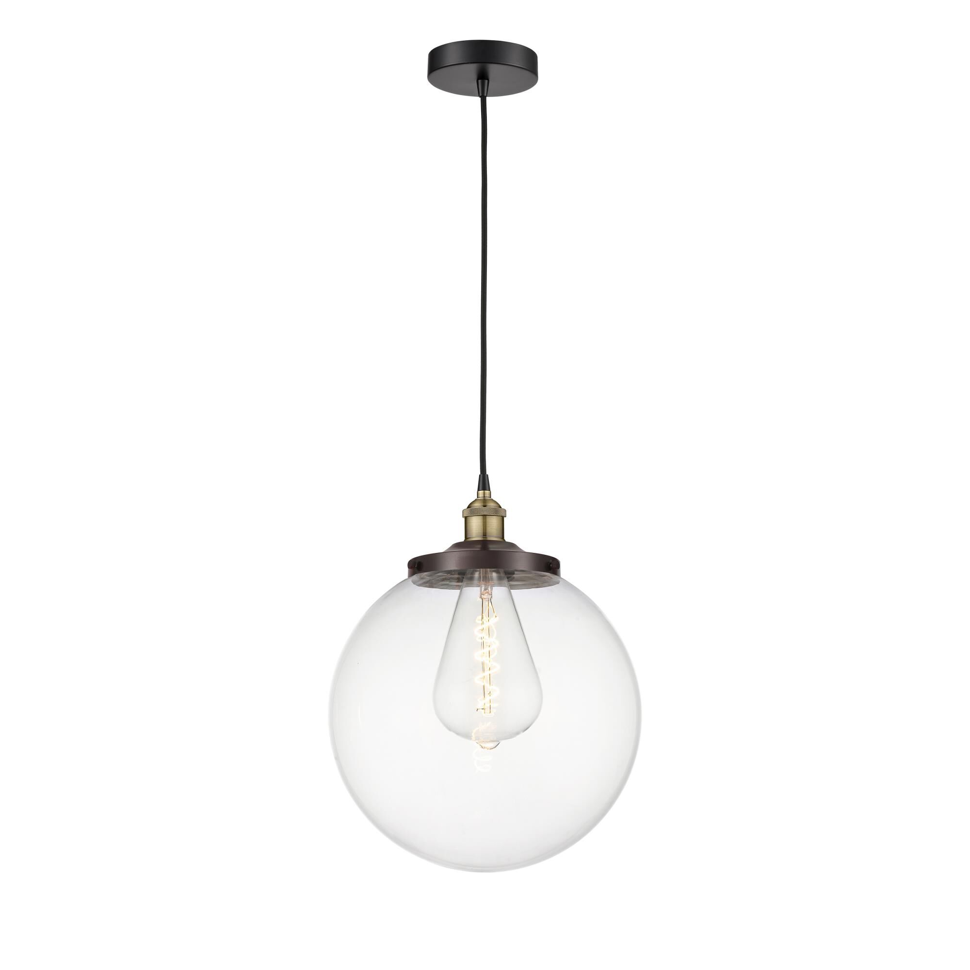 Shown in Black Antique Brass finish and Clear glass