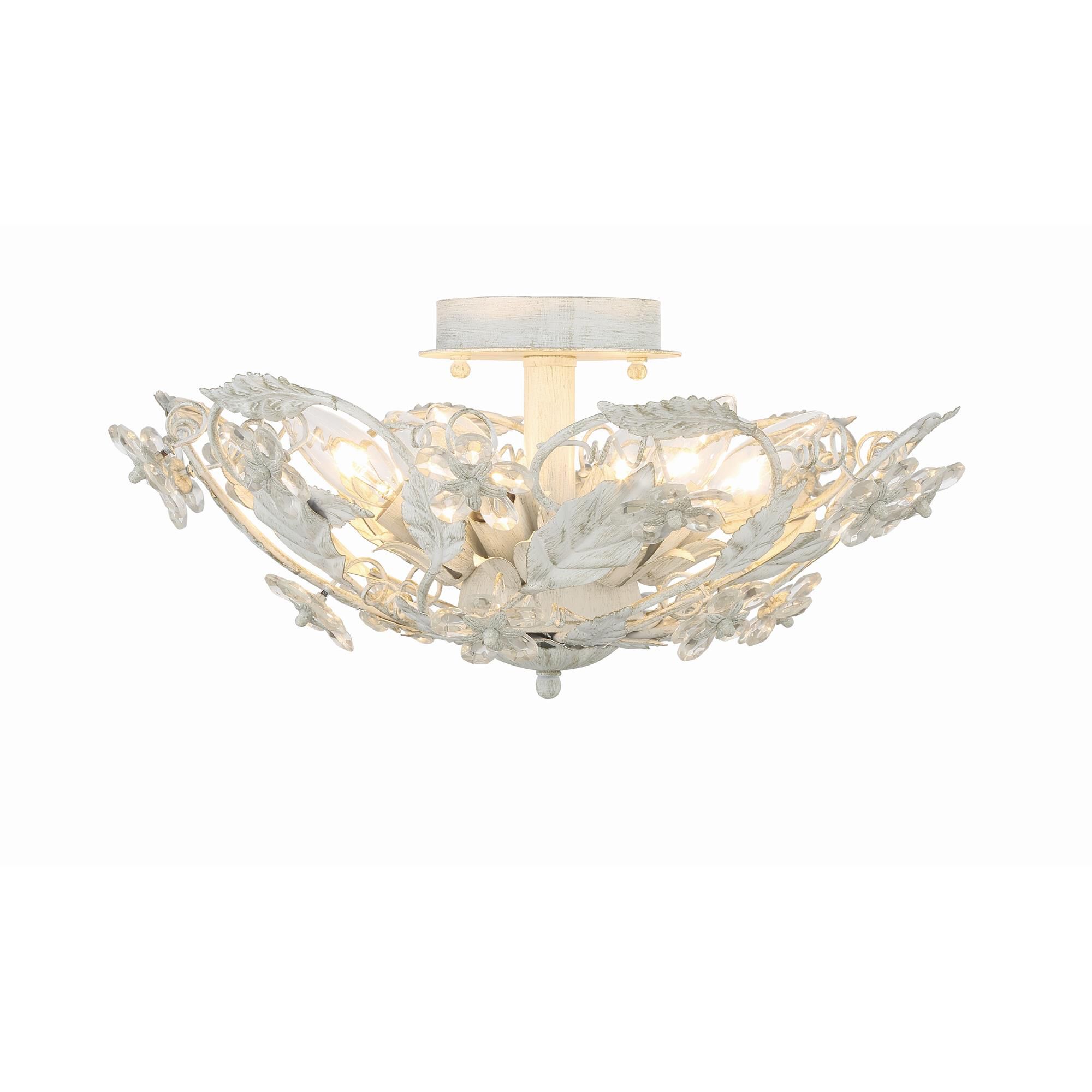 Shown in Antique White finish and Clear Hand Cut crystal