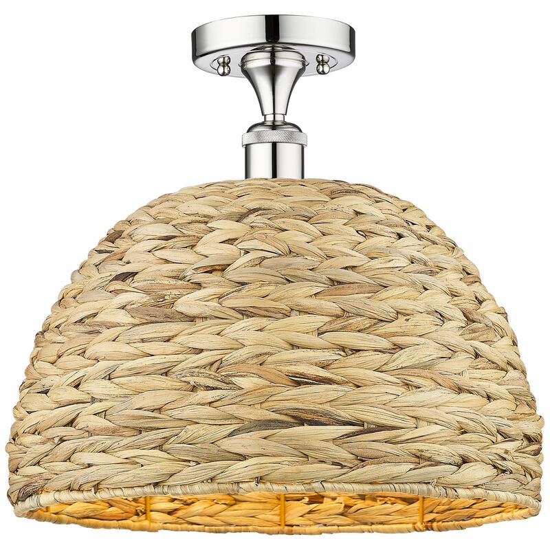 Bruno Marashlian Woven Rattan 16 Inch Semi Flush Mount by Innovations Lighting