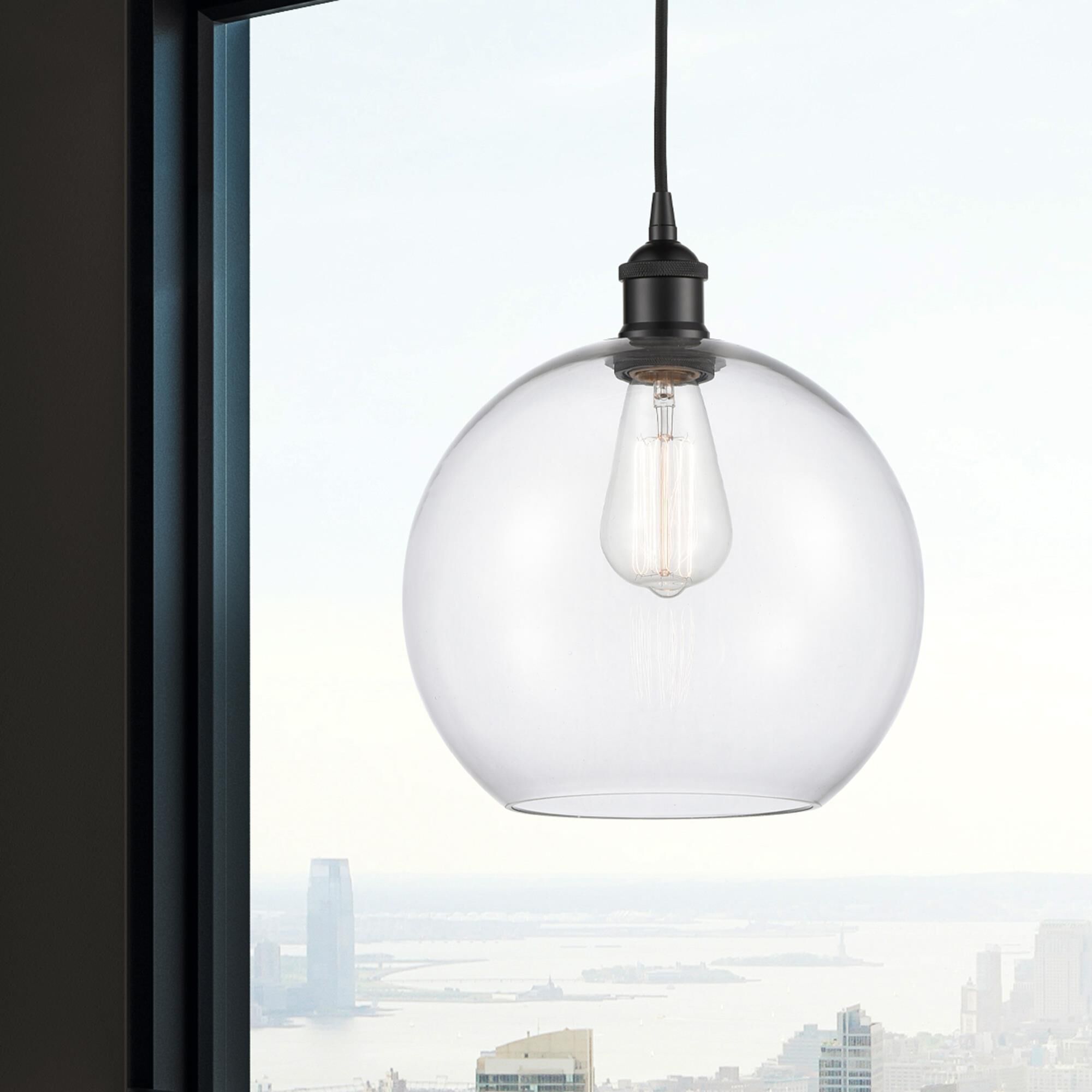 Shown in Matte Black finish and Clear Large Athens glass
