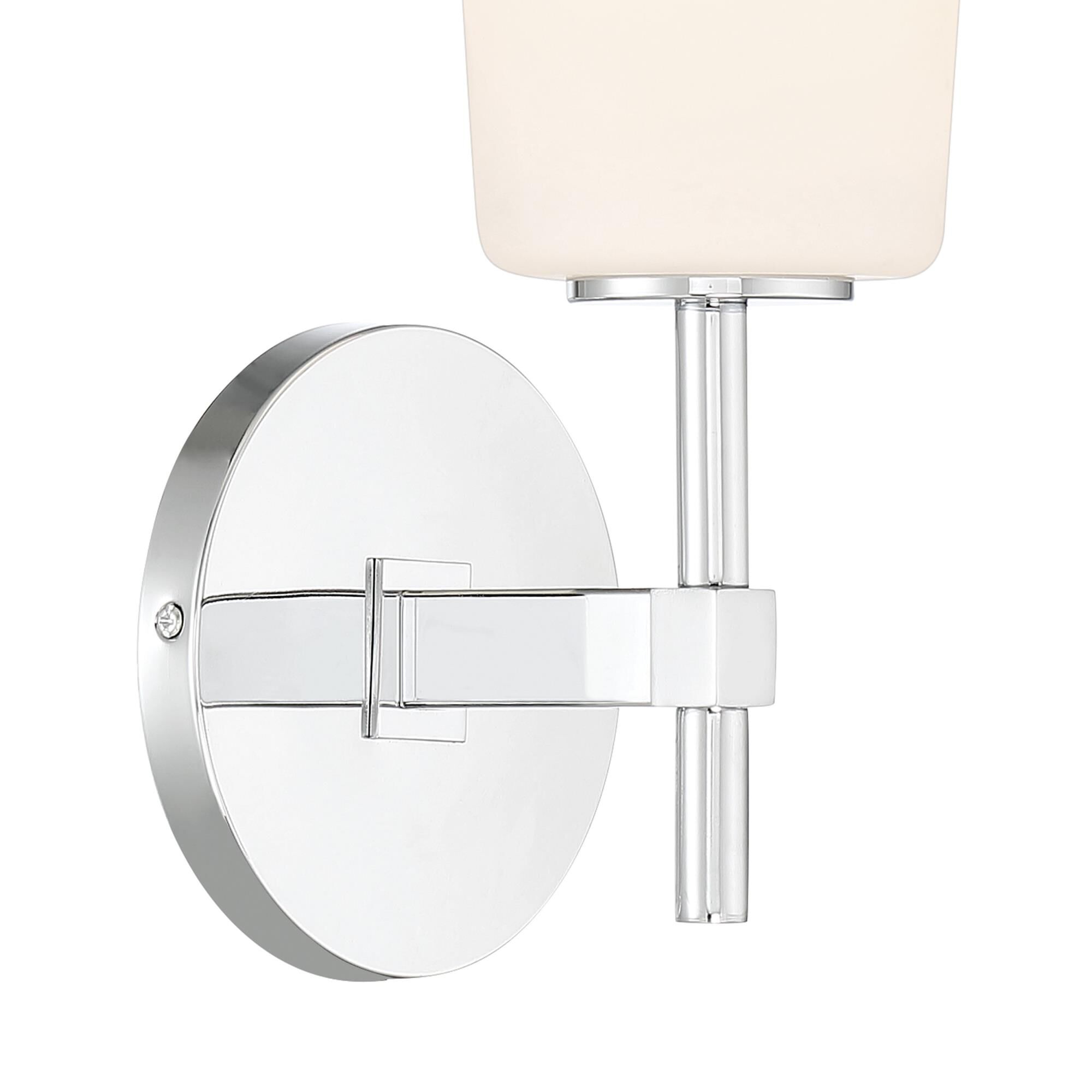 Shown in Polished Chrome finish and Opal White glass