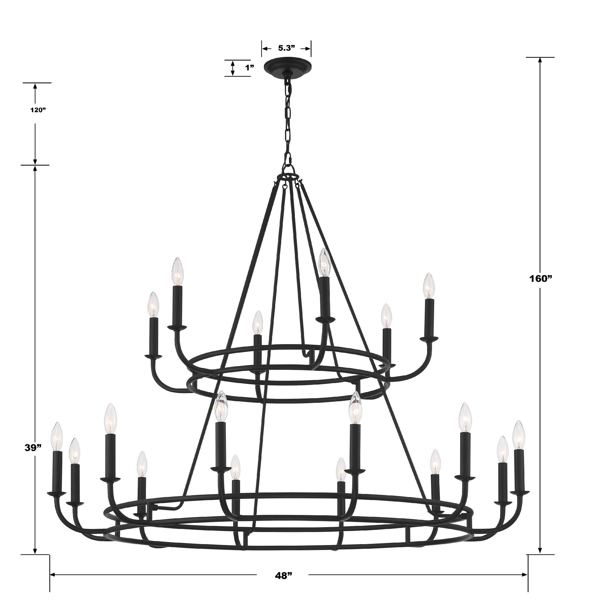 Bailey 48 Inch 18 Light Chandelier by Crystorama