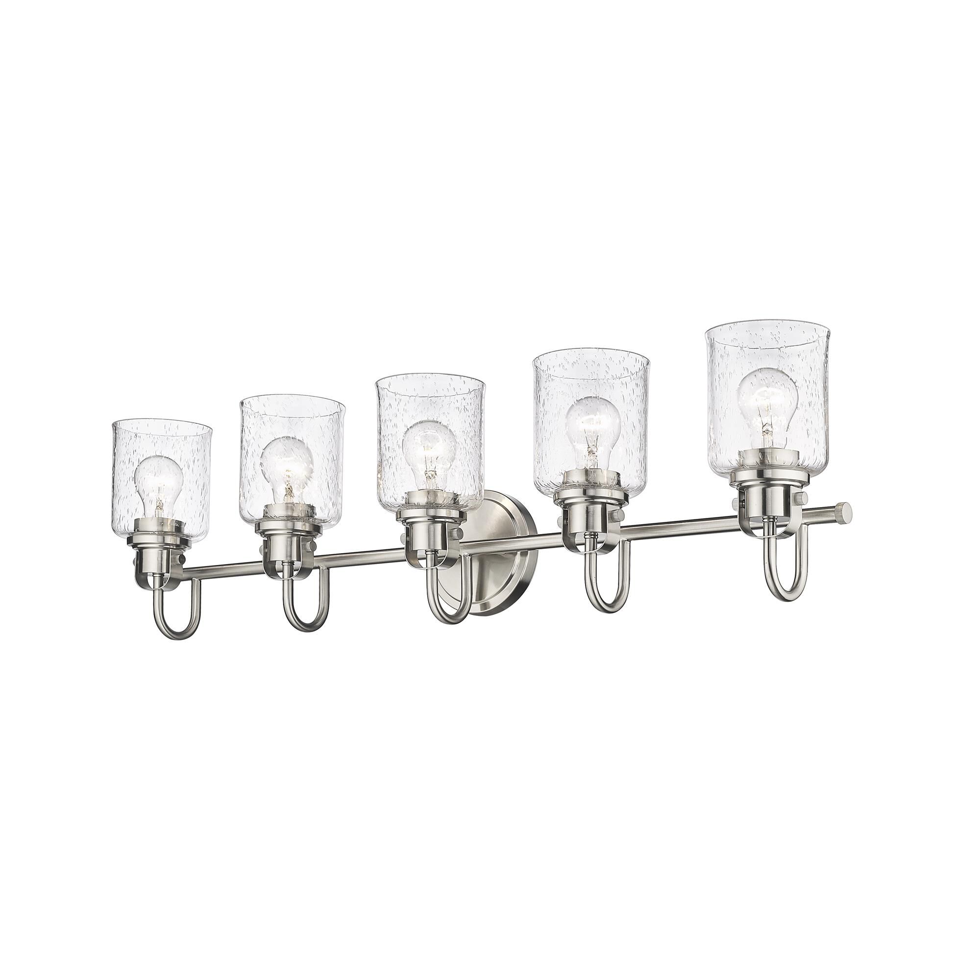 Shown in Brushed Nickel finish and Glass shade
