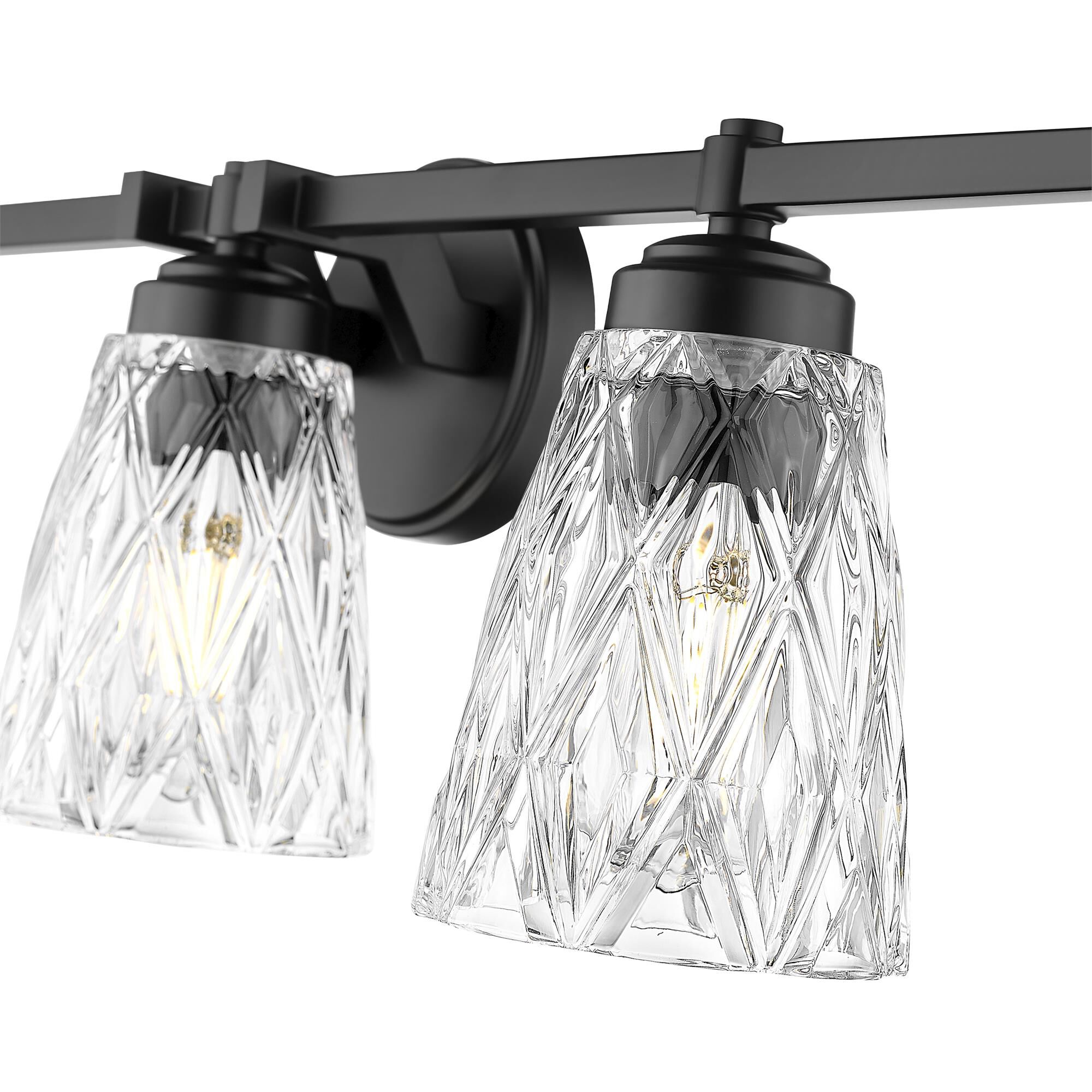 Shown in Matte Black finish and Clear glass