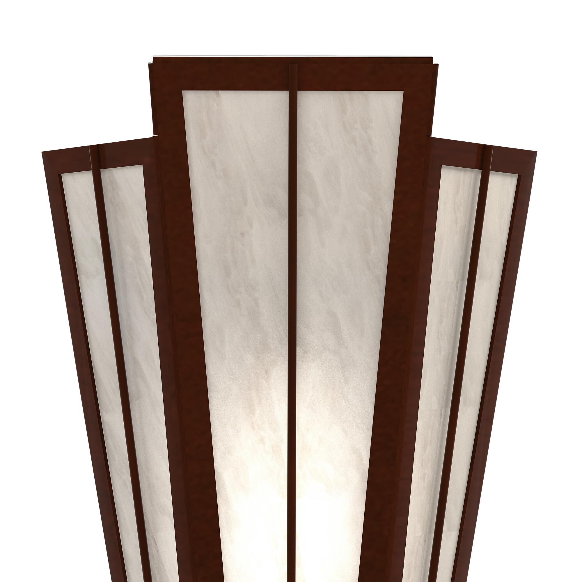 Shown in Mahogany Bronze finish and White glass