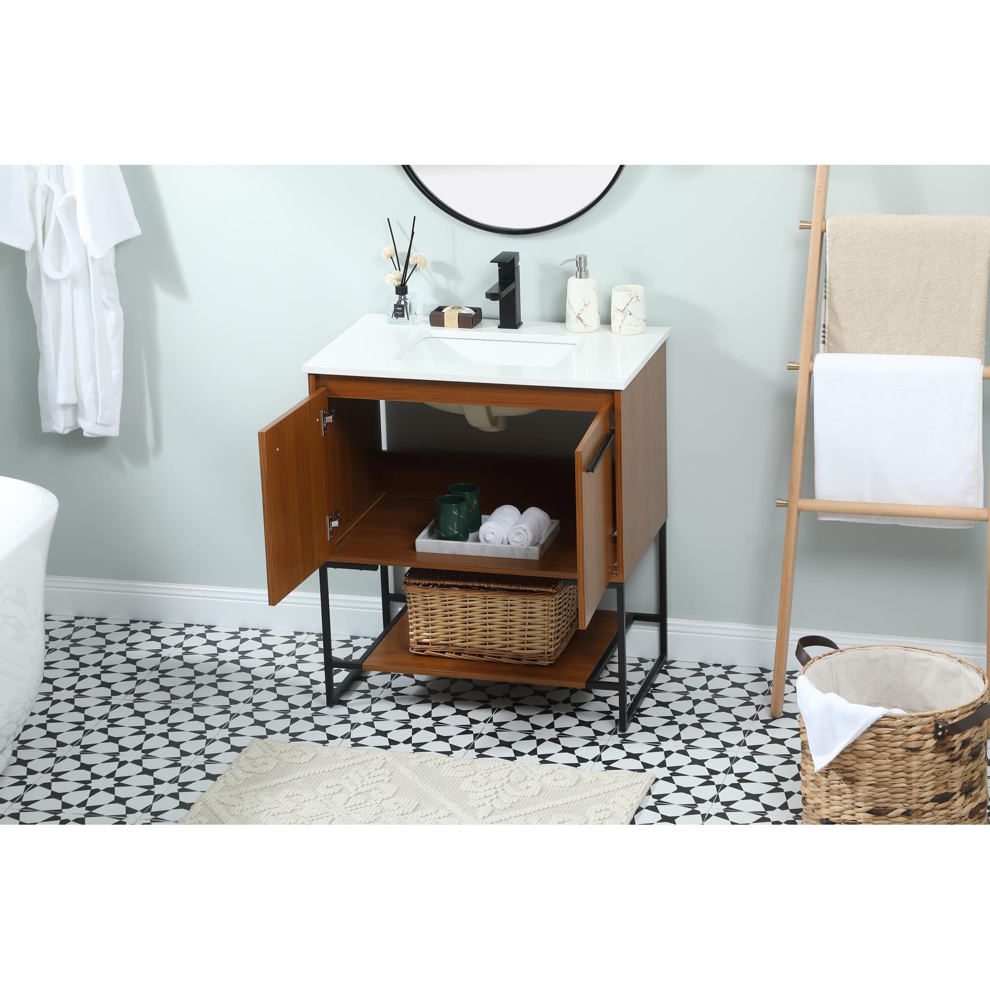 Shown in Teak finish