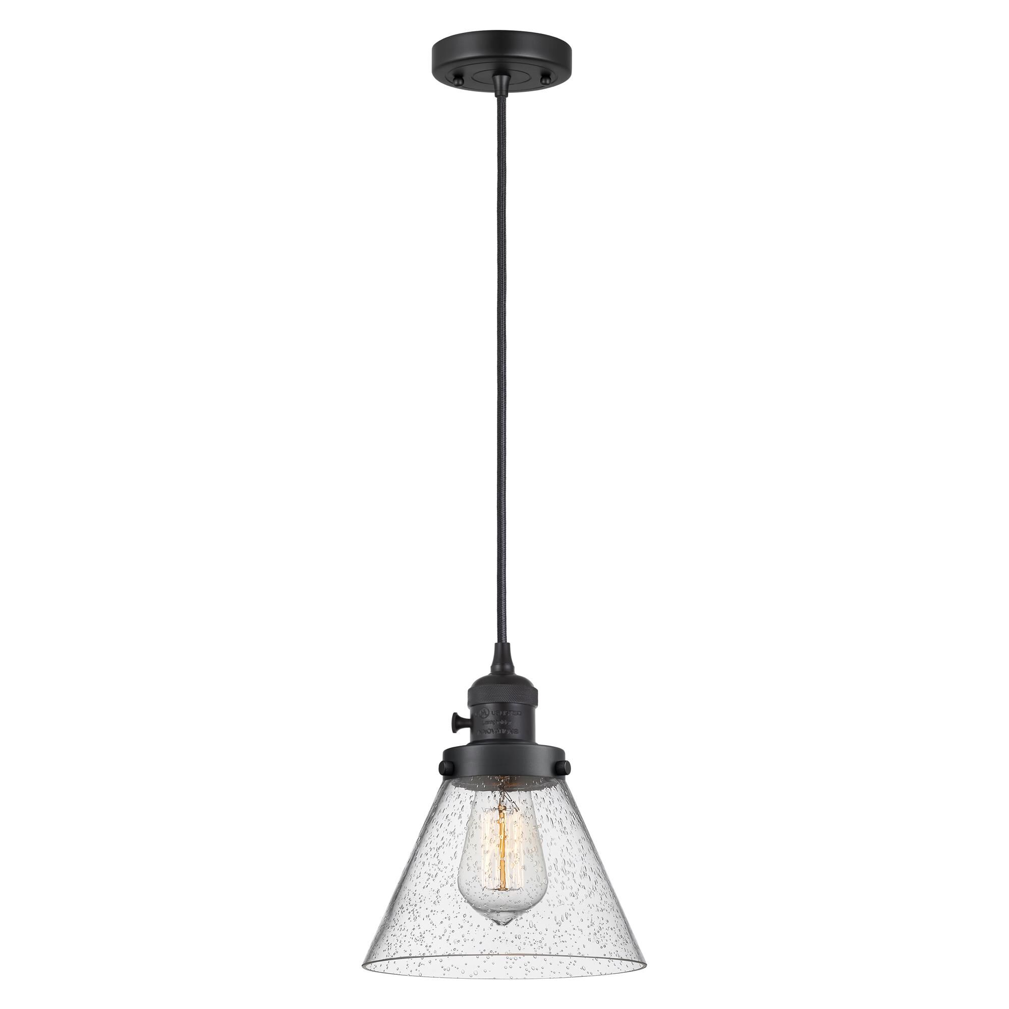 Shown in Matte Black finish and Seedy glass