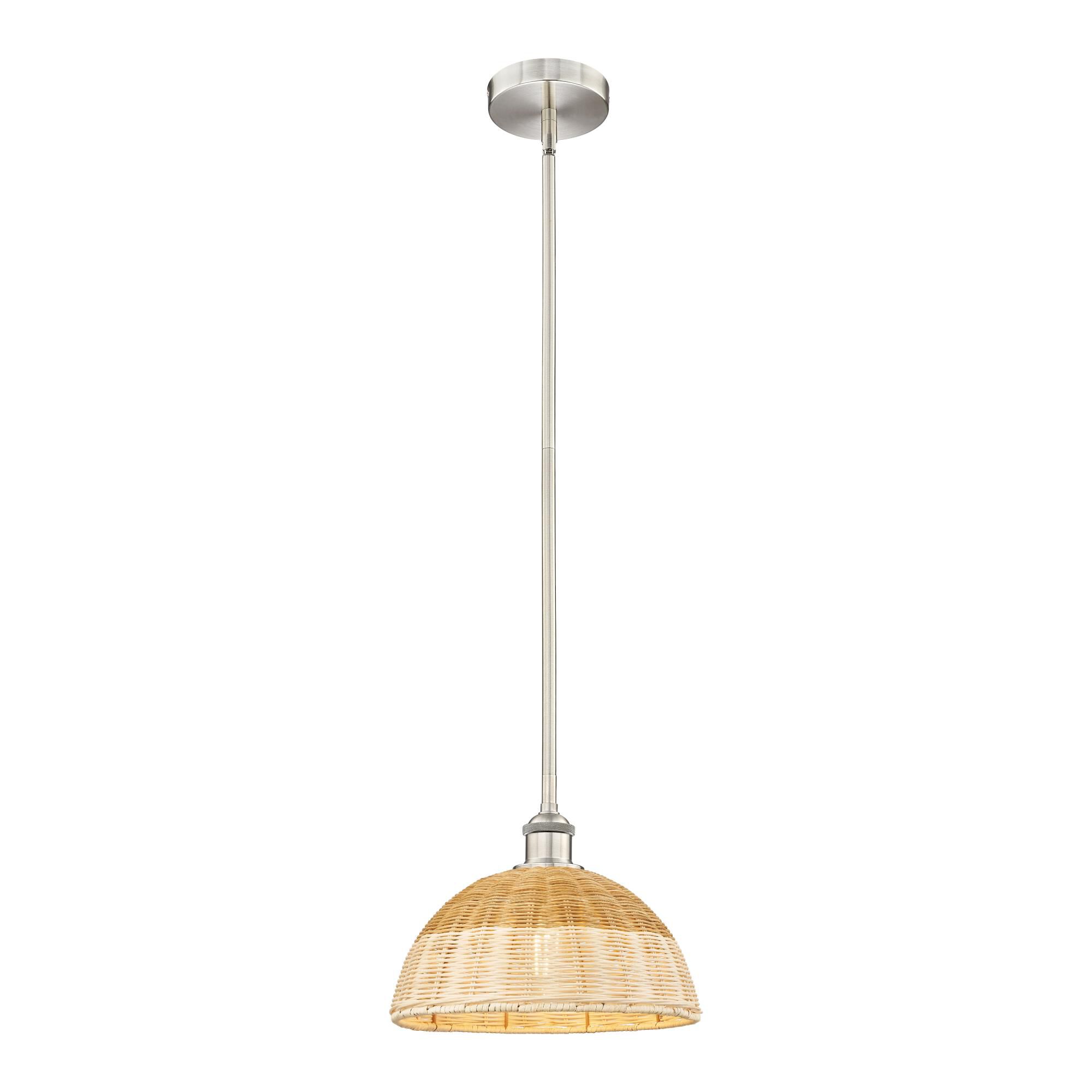 Shown in Brushed Satin Nickel finish and Natural shade