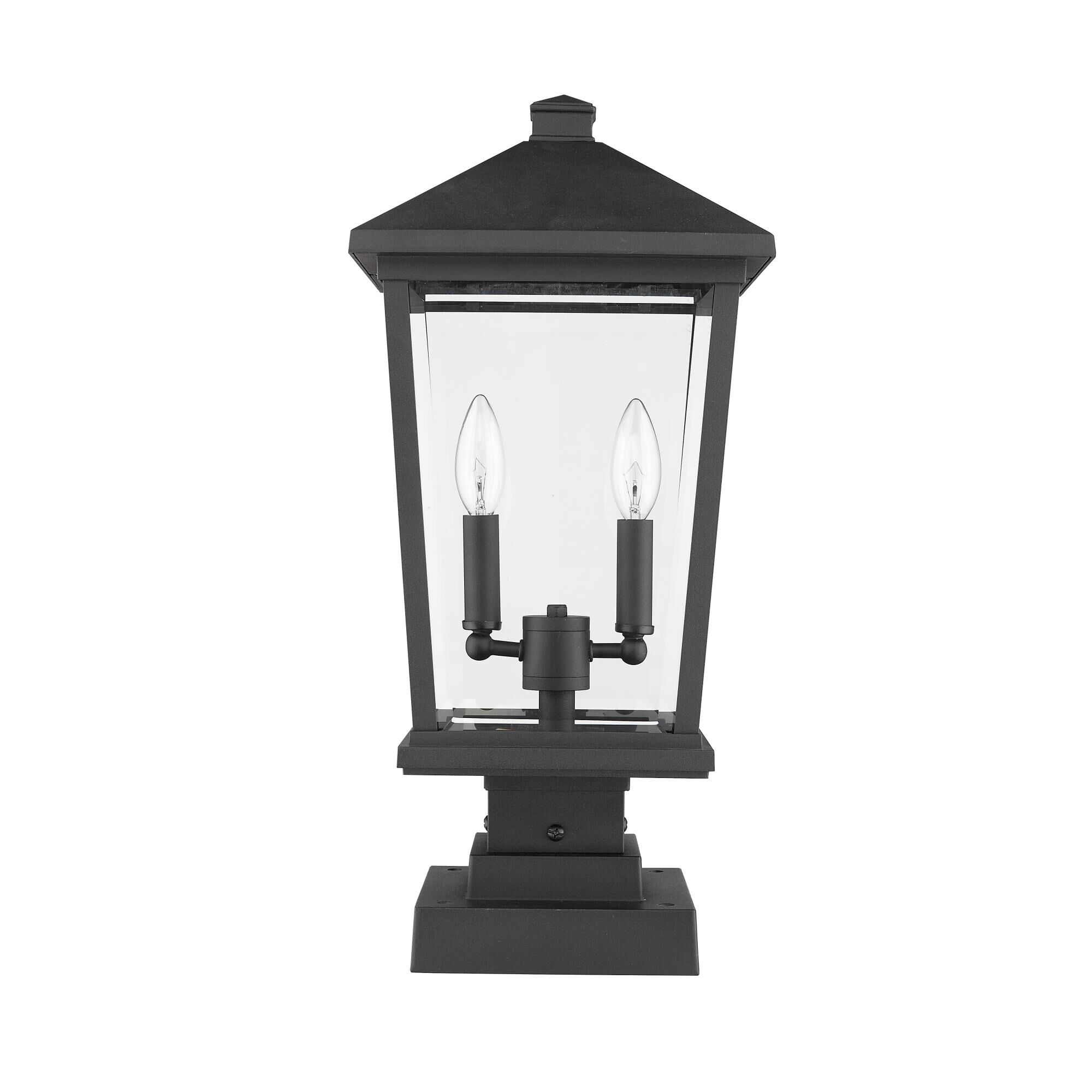 Shown in Black finish and Glass shade