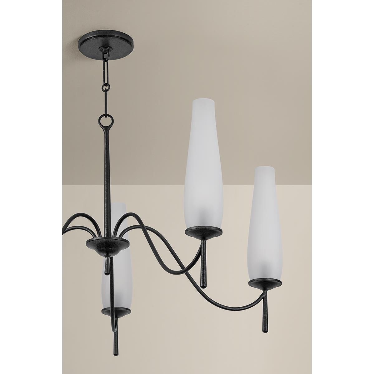 Shown in Forged Iron finish and Clear Etched glass