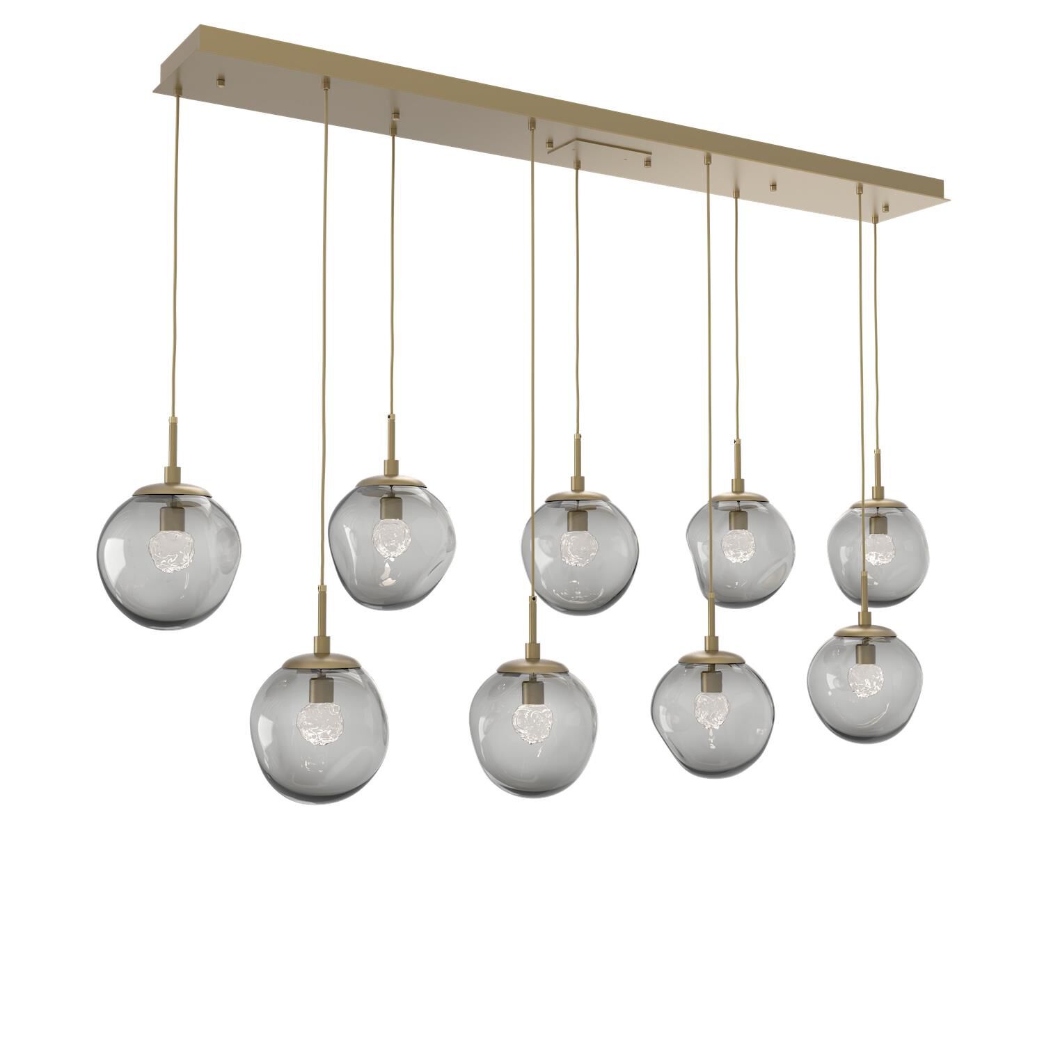 Shown in Gilded Brass finish and Floret Inner Smoke Outer glass