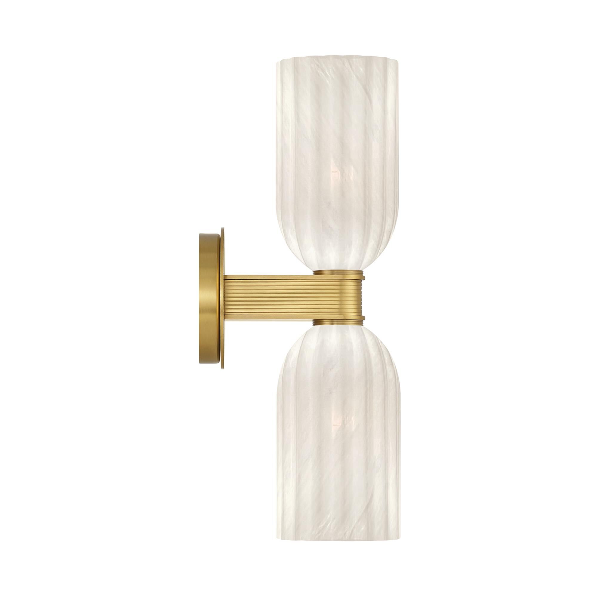 Shown in Luxe Gold finish and Strie glass and Strie Glass shade