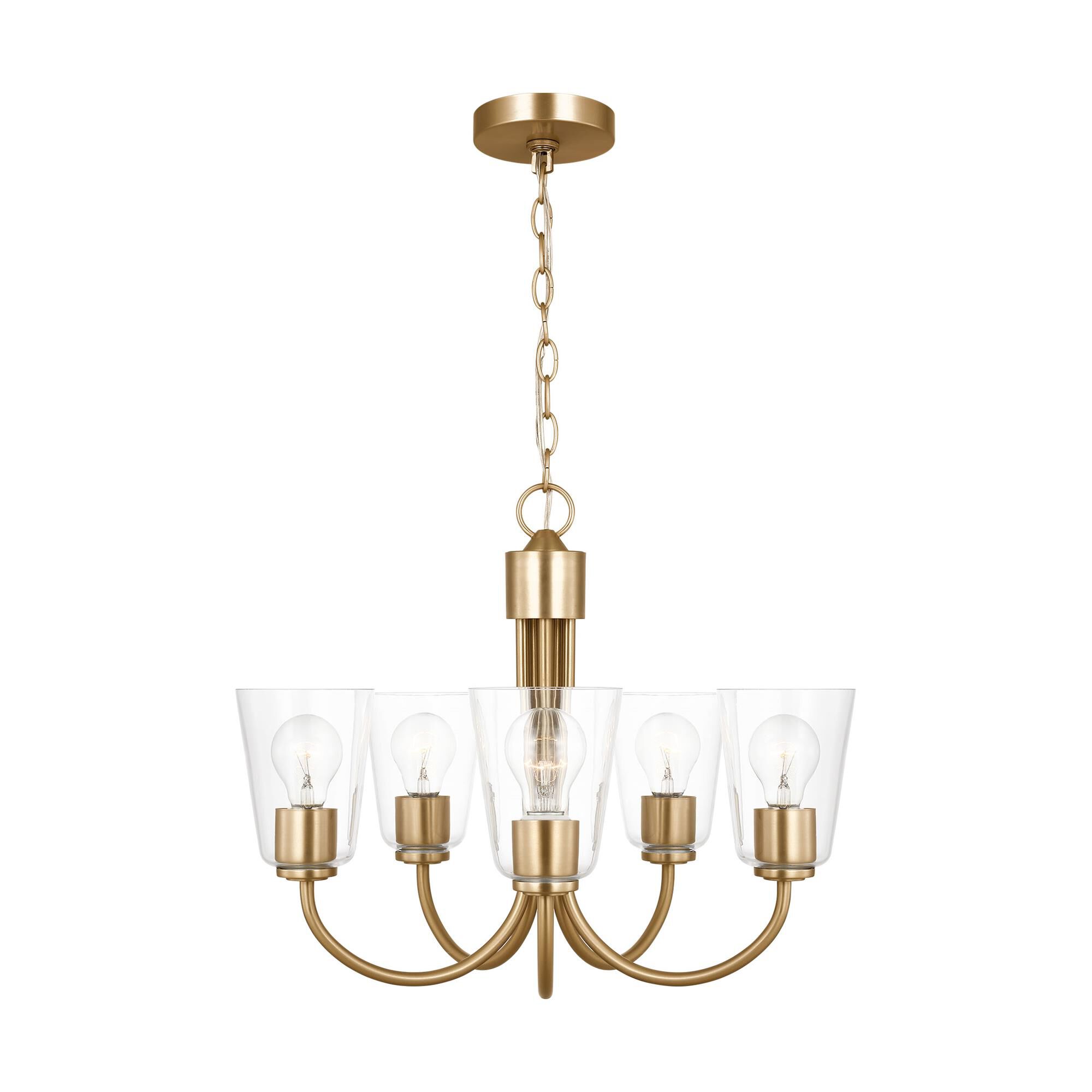 Shown in Satin Brass finish and Clear glass