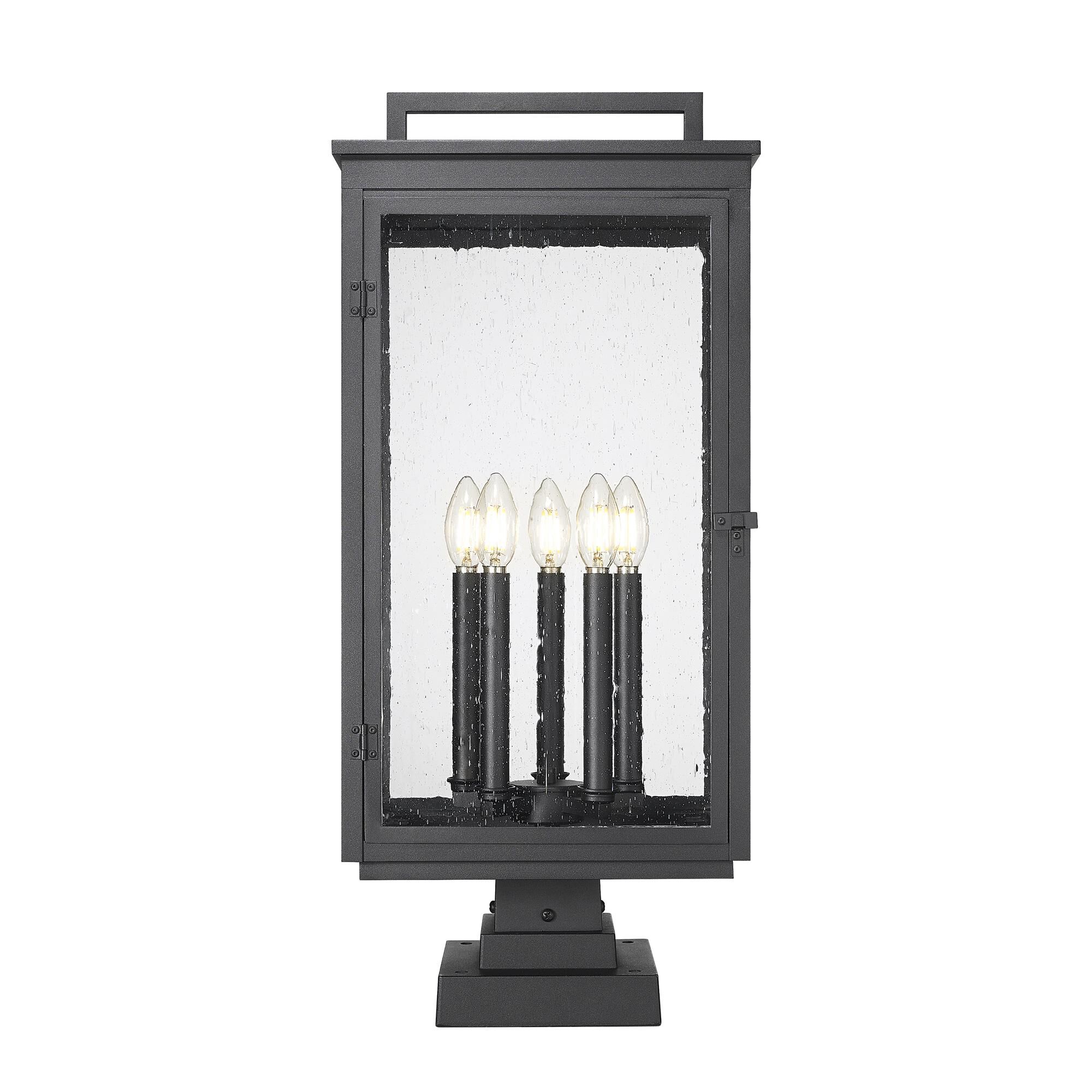 Shown in Sand Black finish and Clear Seedy glass and Clear Seedy shade