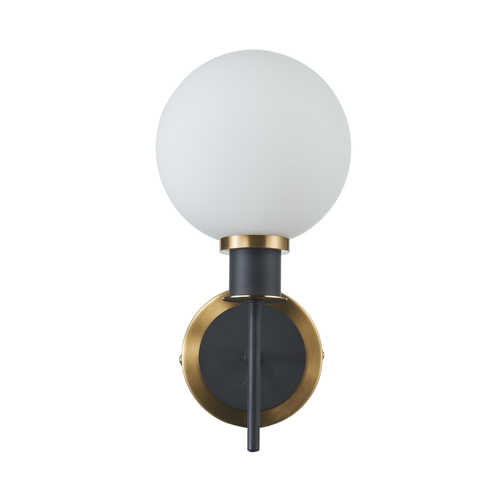 Shown in Black And Brushed Brass finish and Glass shade
