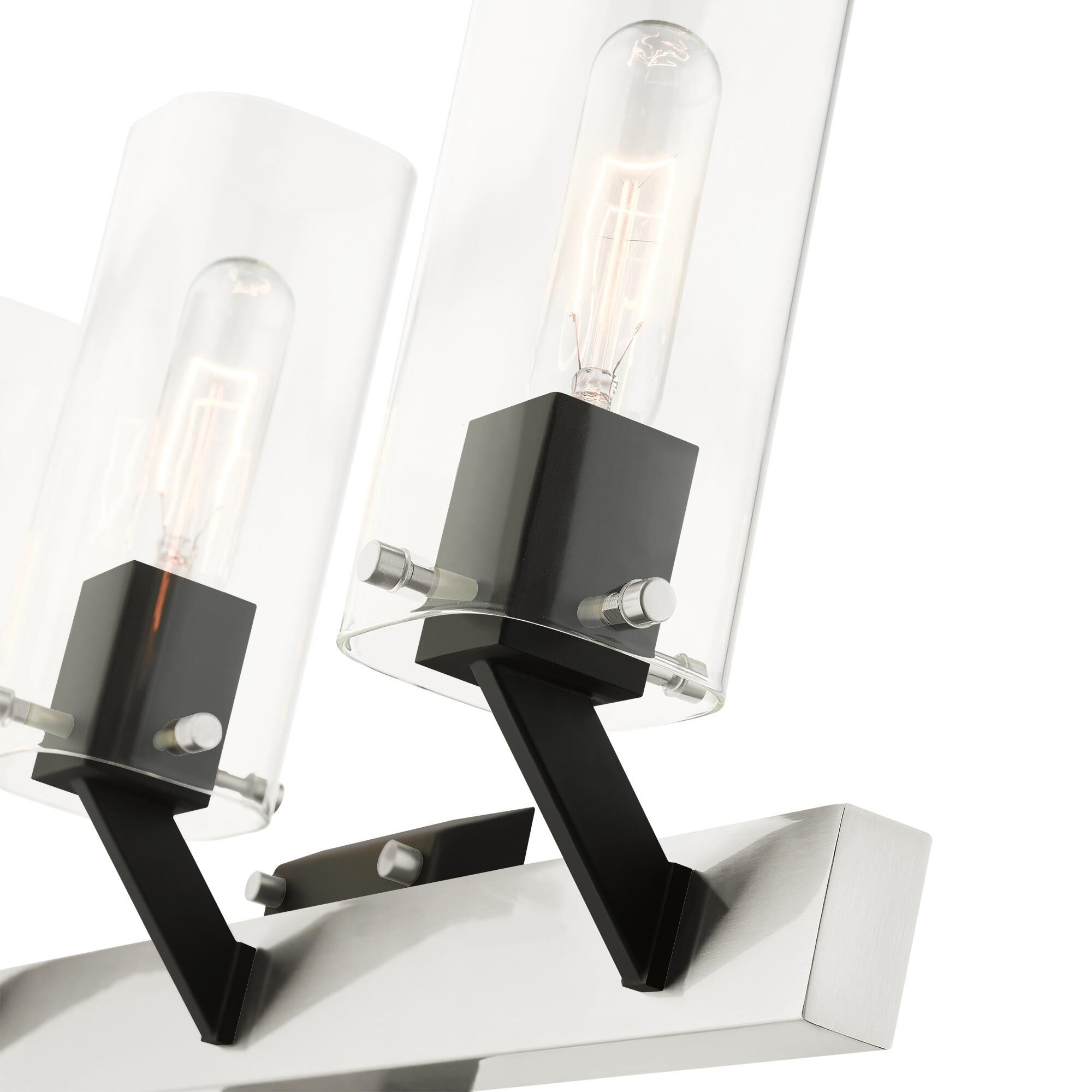 Shown in Brushed Nickel finish and Clear Square  With Rounded Corners glass