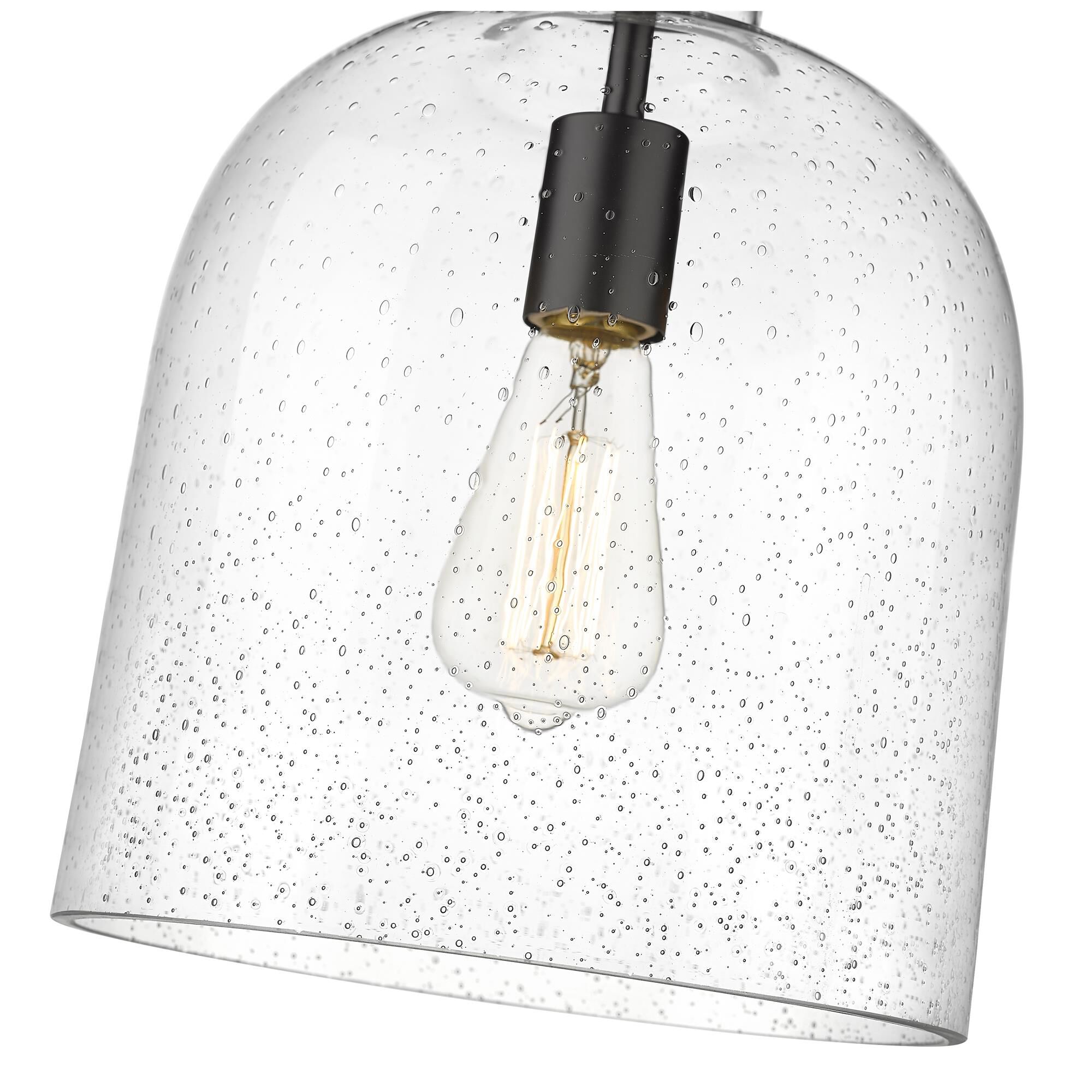 Shown in Matte Black finish and Clear Seedy glass and No Shade shade
