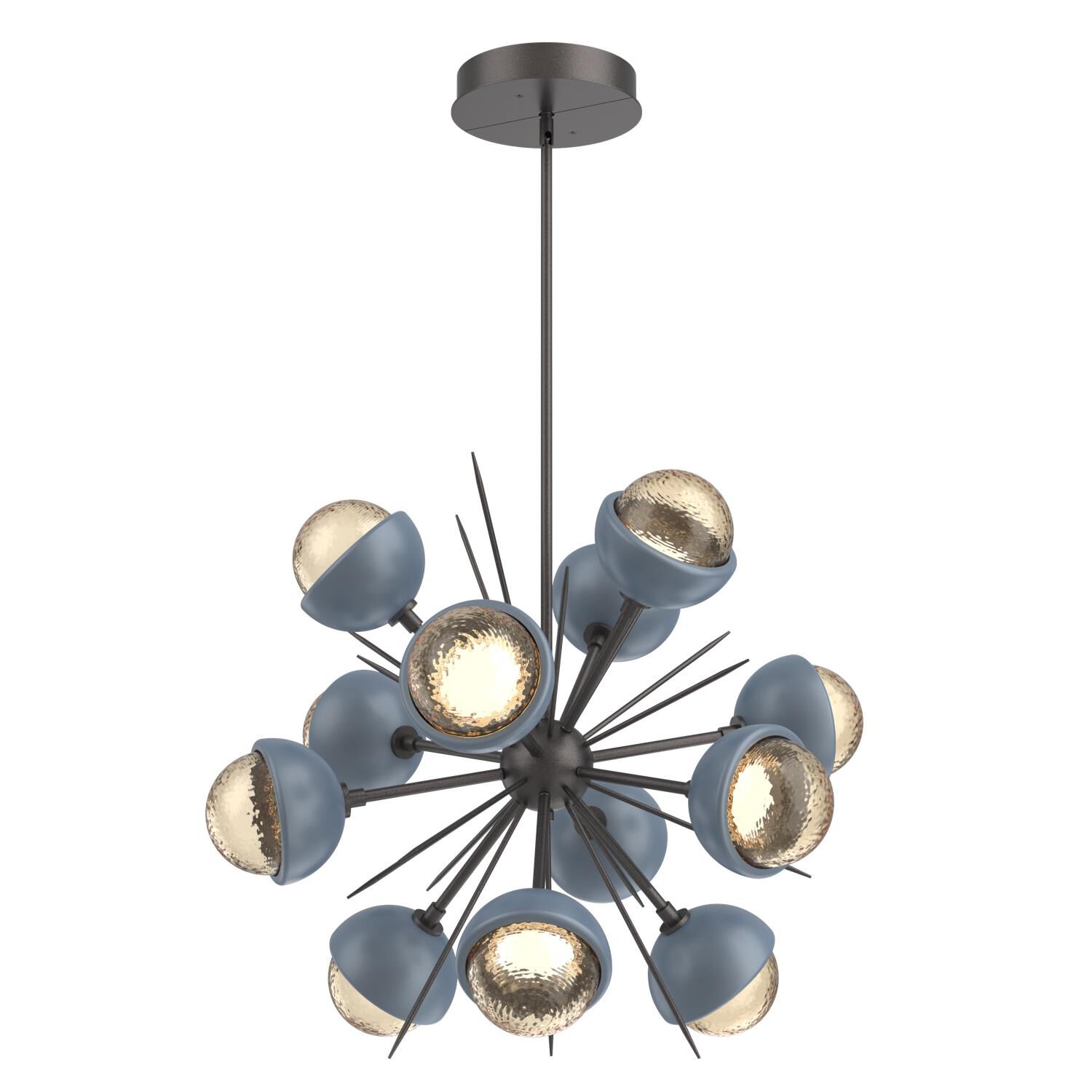 Shown in Graphite finish and Amber glass and Poppy Blue accent