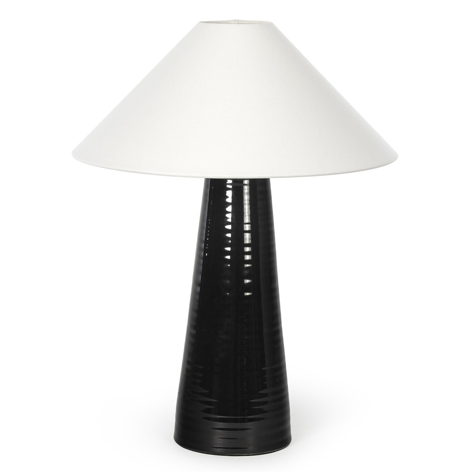 Shown in Black finish and Linen shade