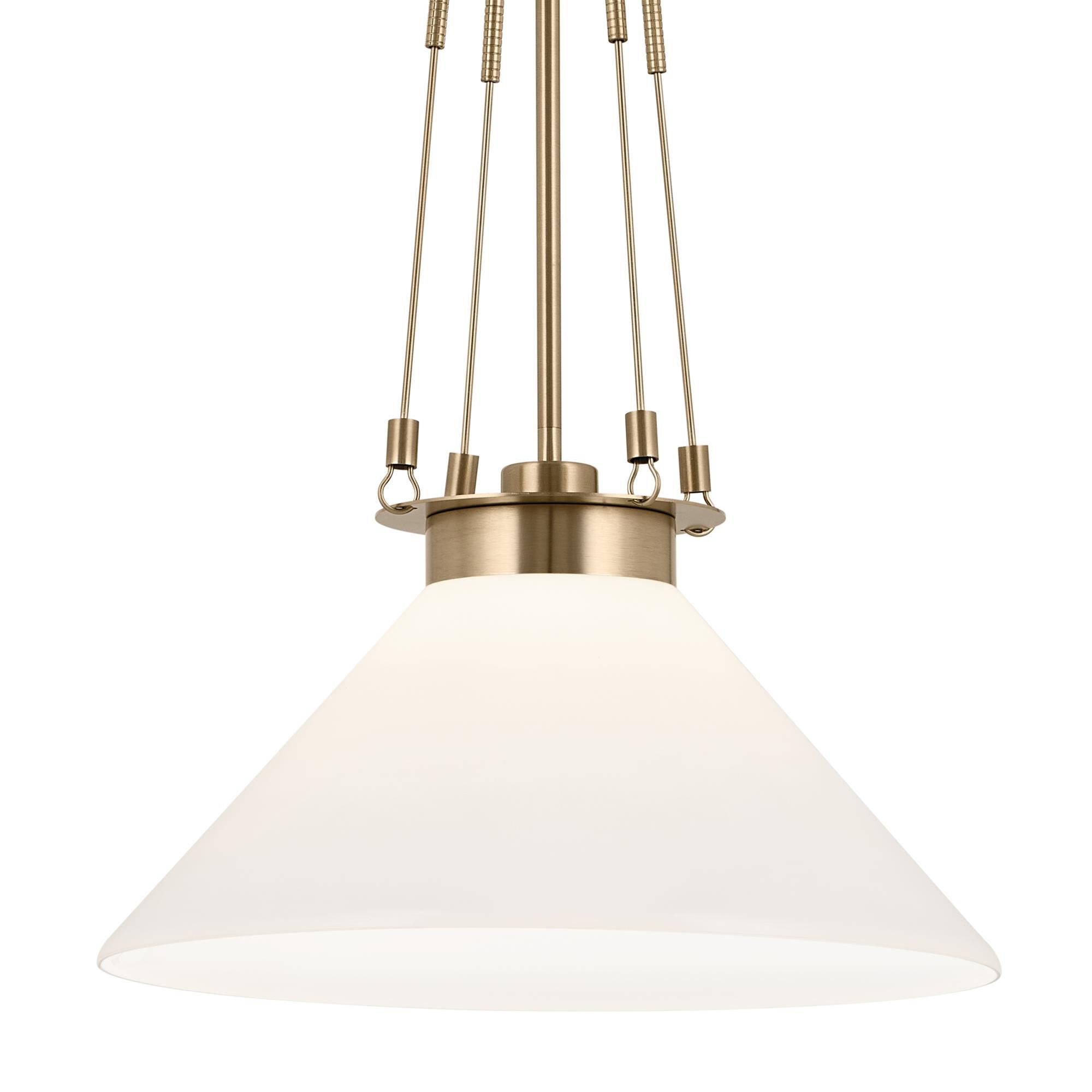 Shown in Champagne Bronze finish and Opal glass