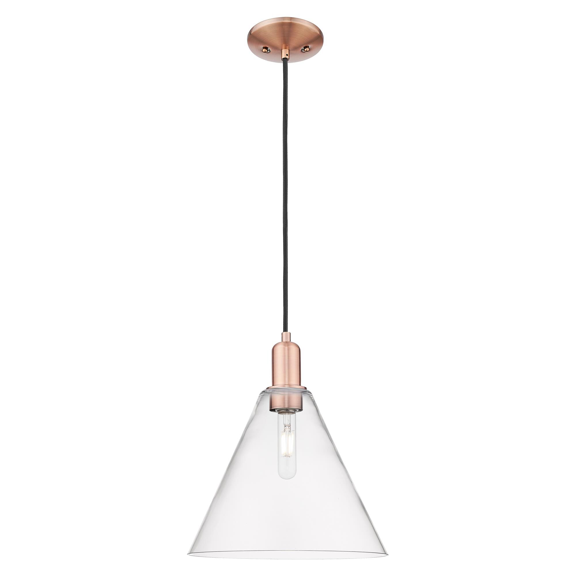 Shown in Antique Copper finish and Clear glass