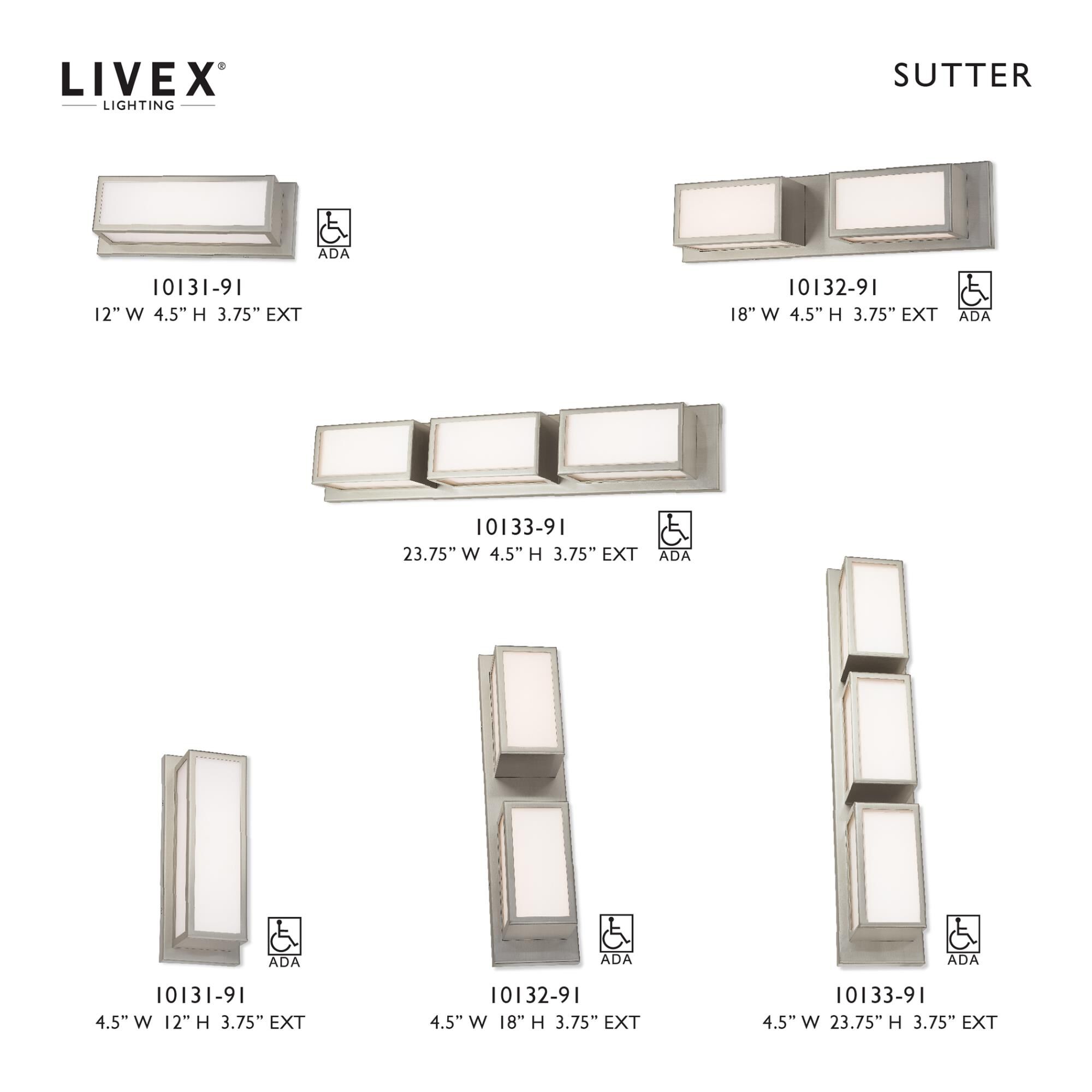 Sutter 23 Inch 3 Light LED Bath Vanity Light by Livex Lighting