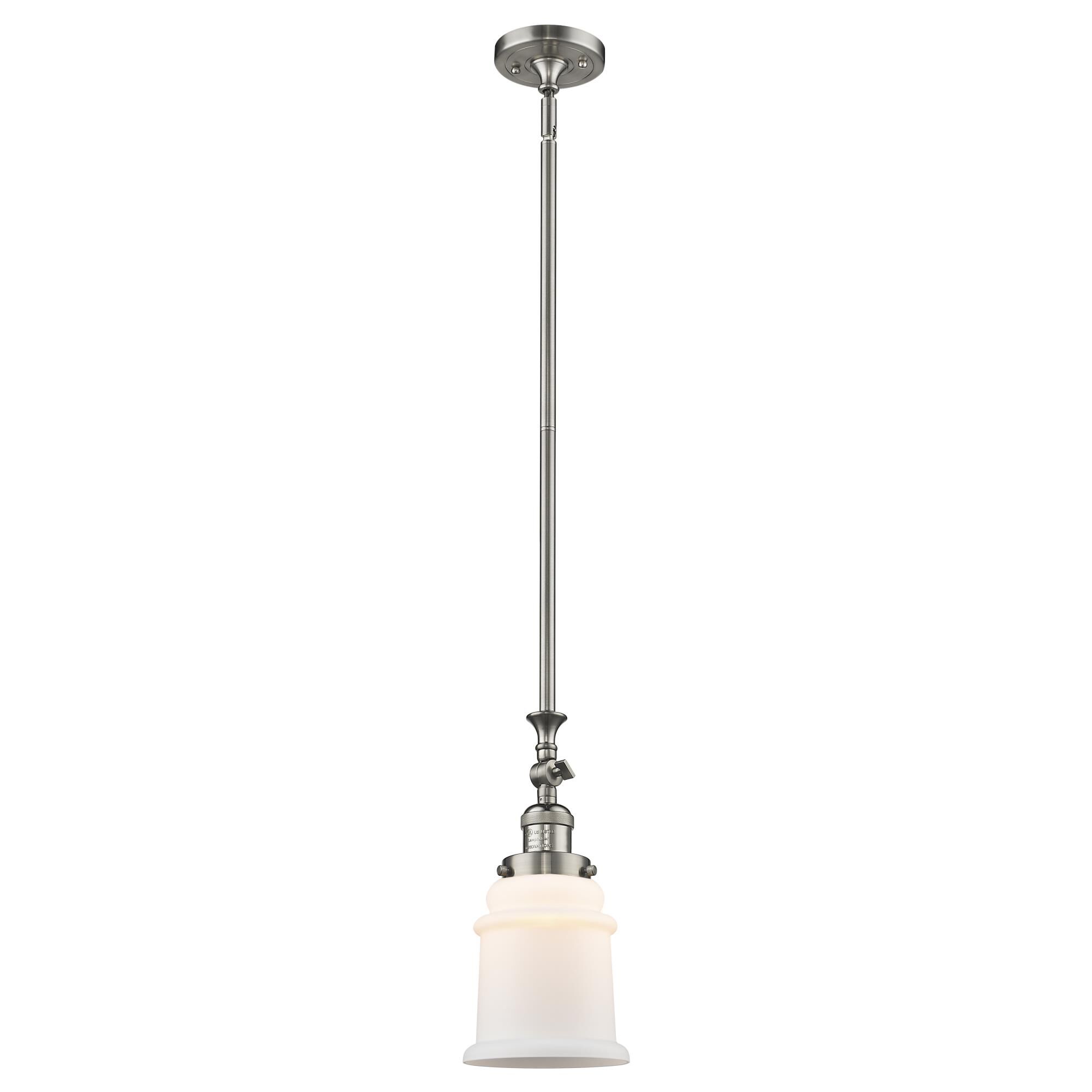 Shown in Satin Nickel finish and Matte White - Bell glass