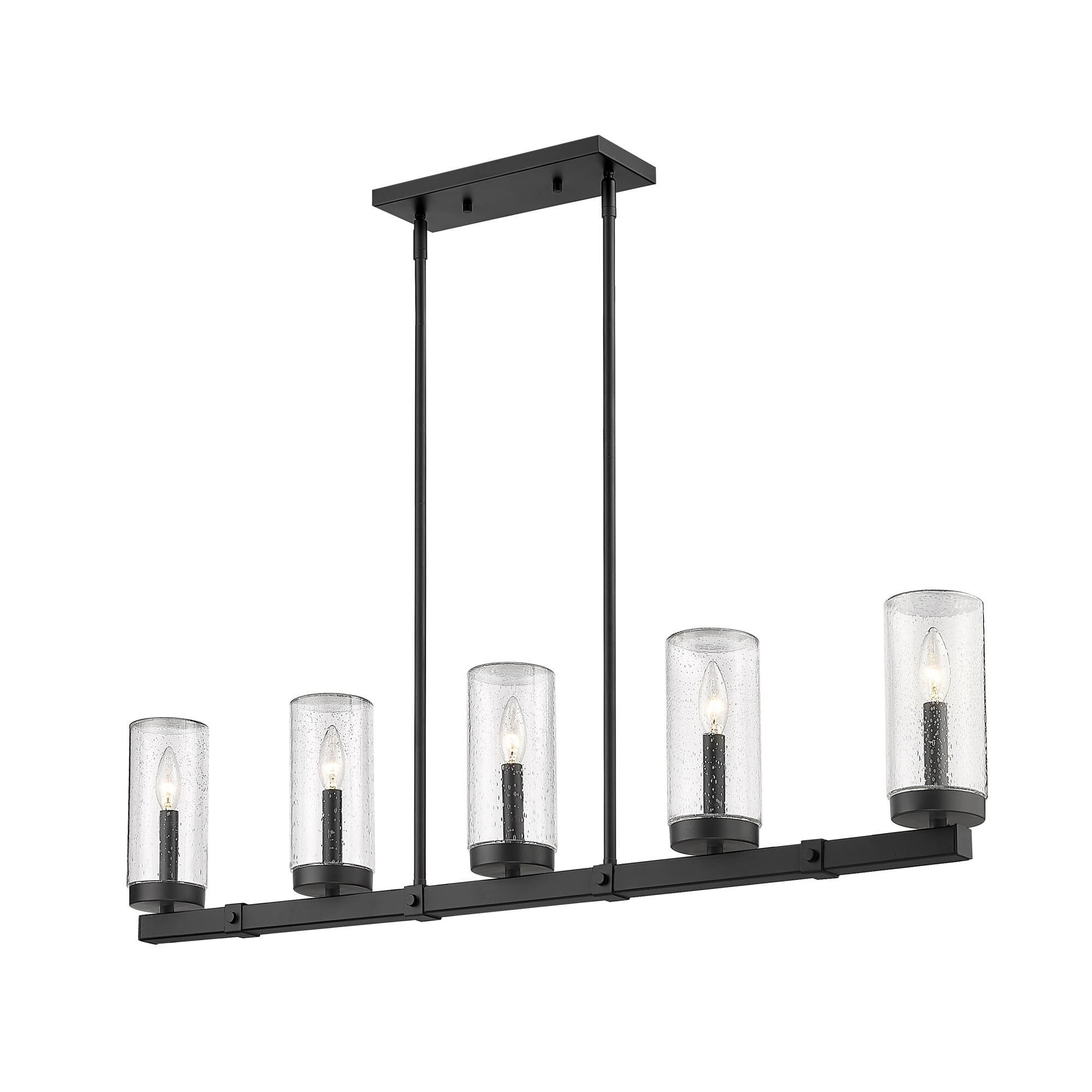 Shown in Matte Black finish and Glass shade
