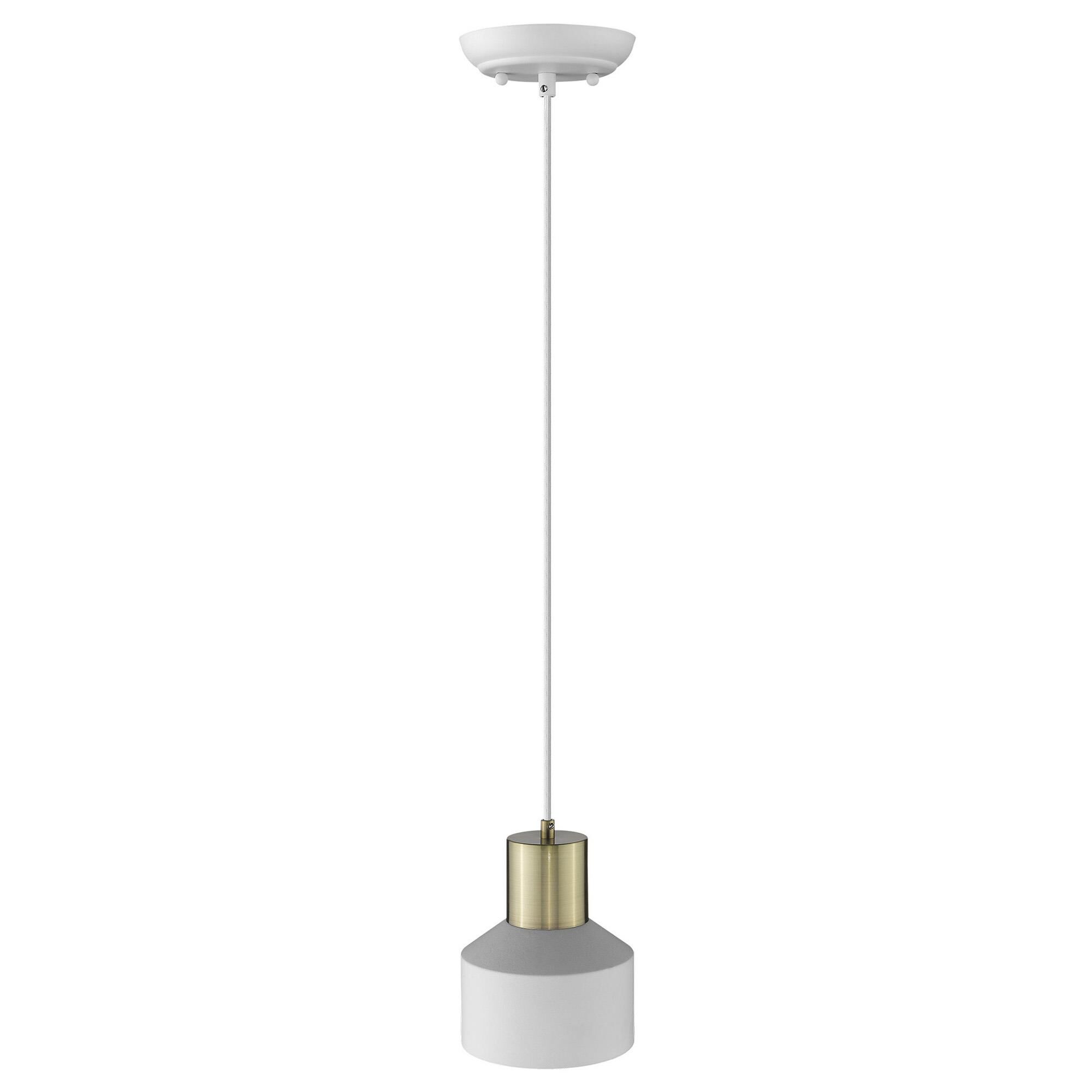 Shown in White finish and White glass and White Metal Drum shade