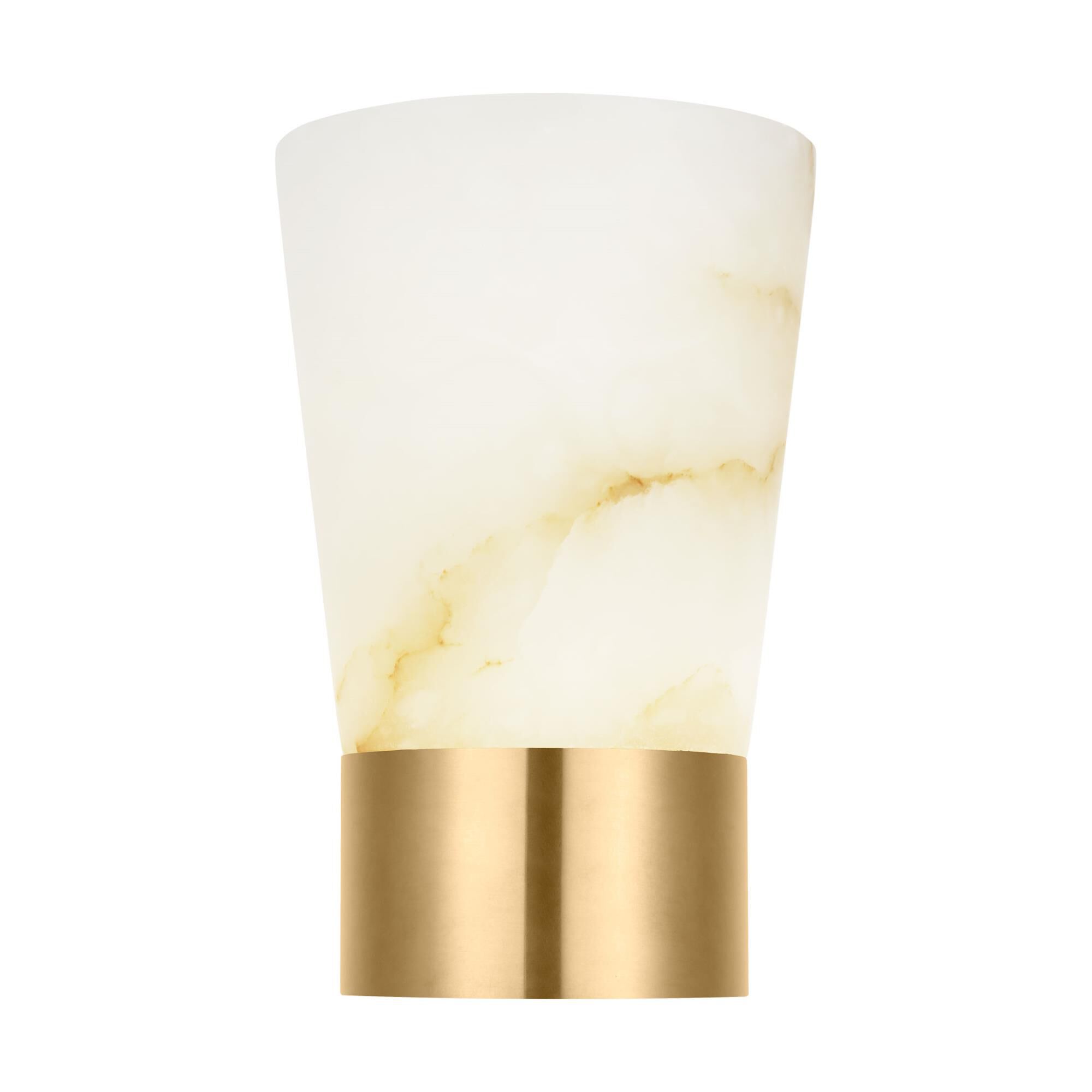 Shown in Hand Rubbed Antique Brass finish and Alabaster shade