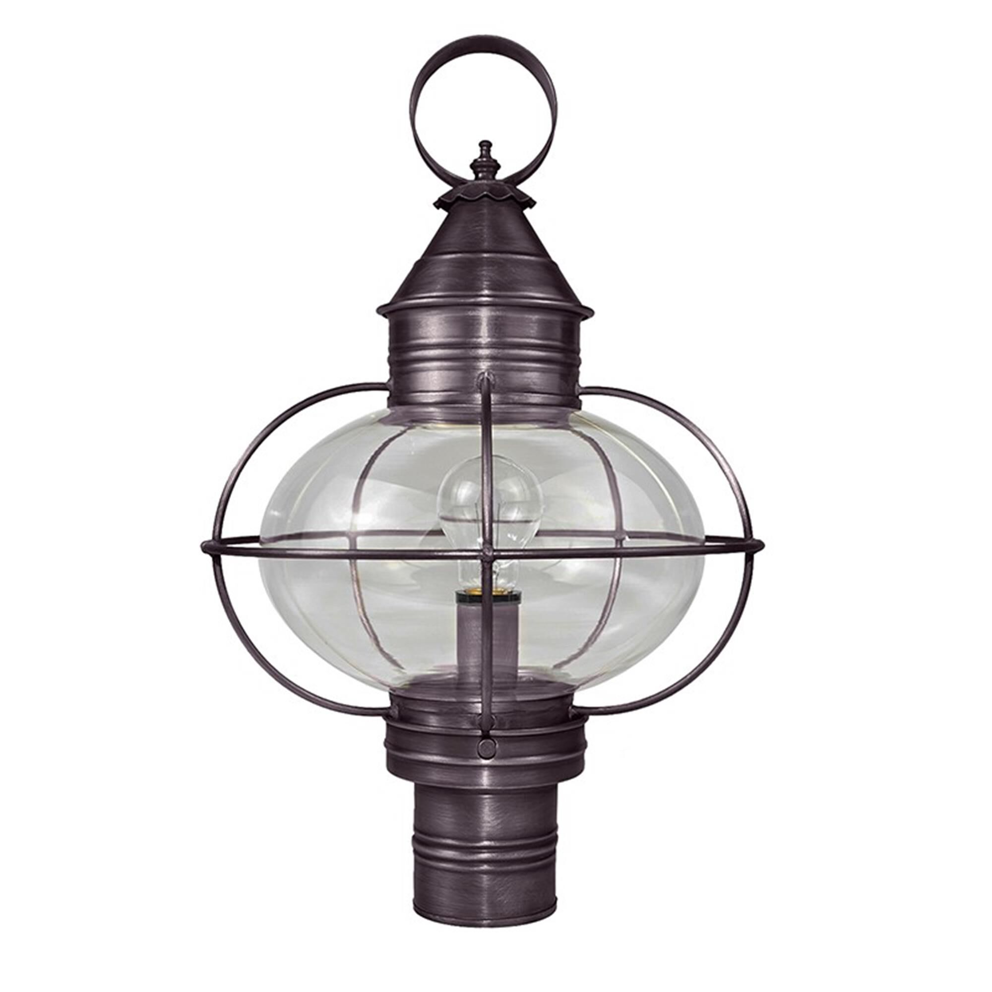 Shown in Dark Brass finish and Clear glass