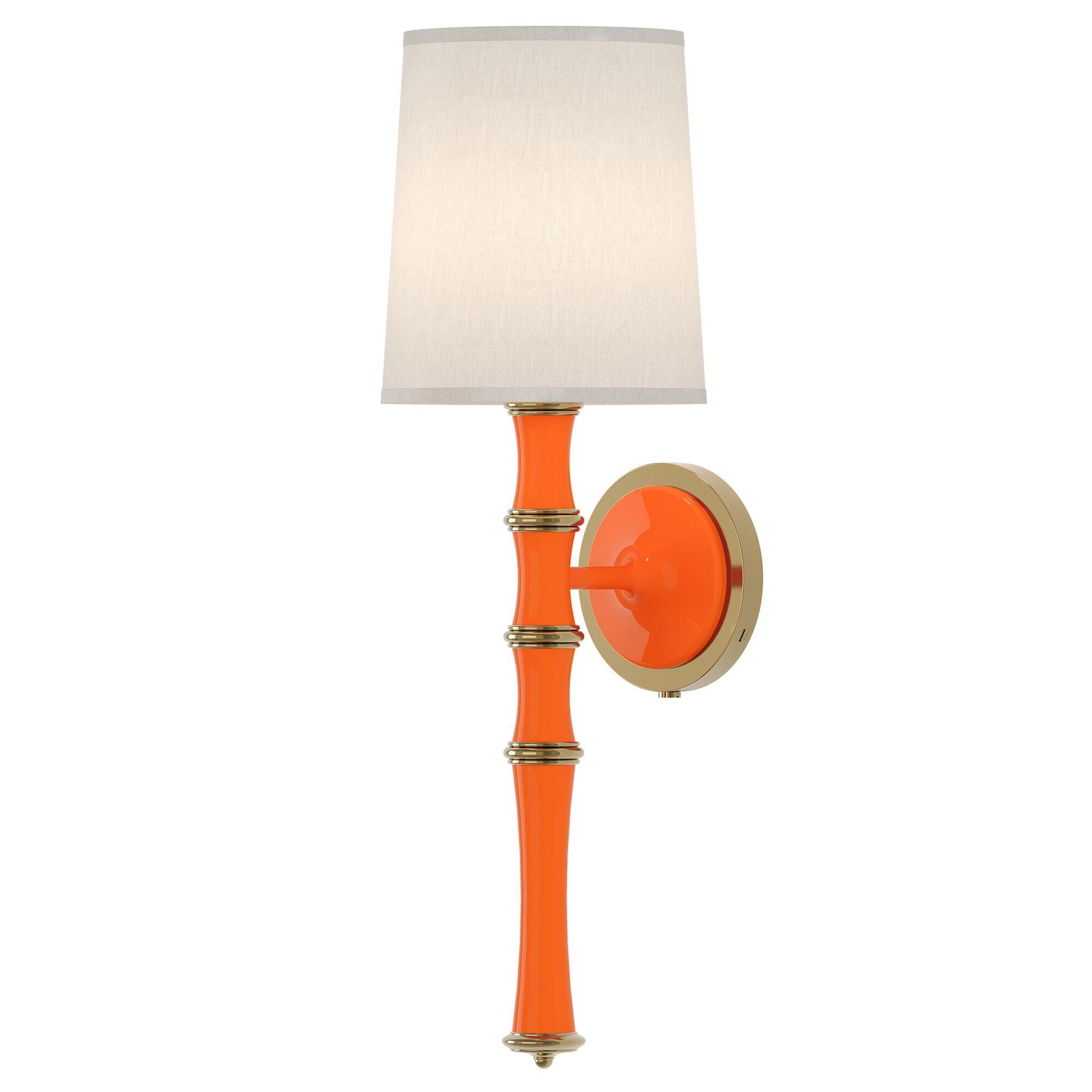 Shown in Pumpkin finish and Fondine shade and Modern Brass accent