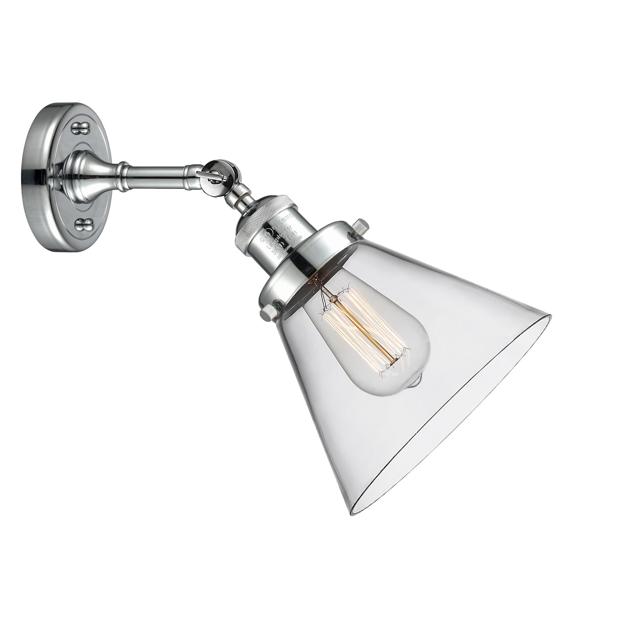 Shown in Polished Chrome finish and Clear glass and None accent