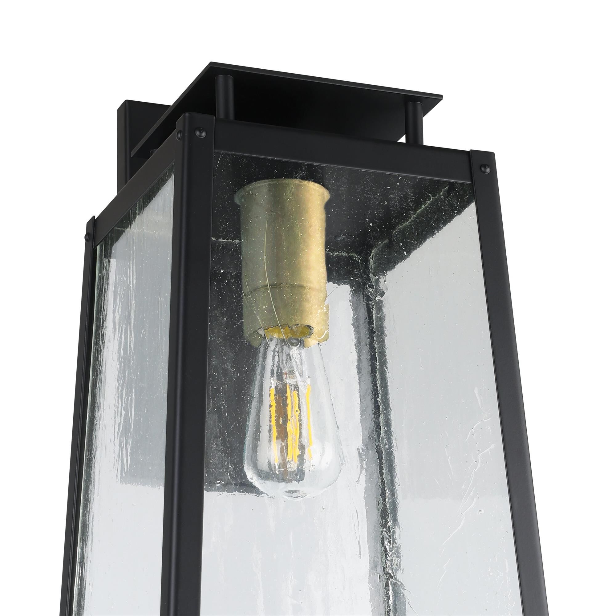Shown in Matte Black finish and Clear Antique glass