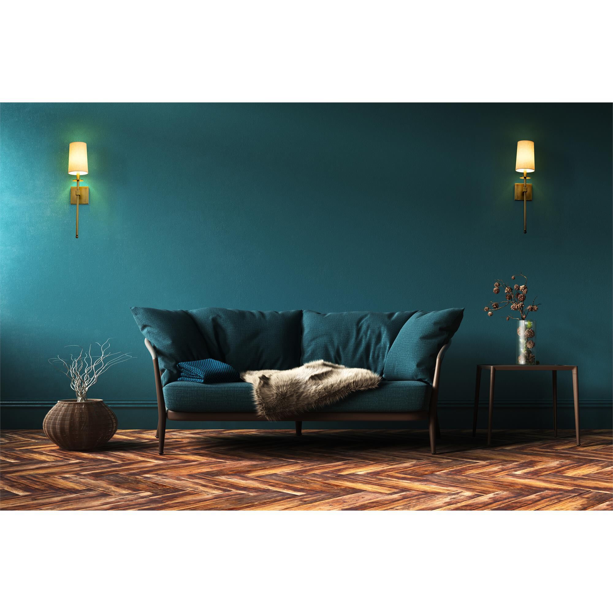 Shown in Rubbed Brass finish and Parchment Paper glass and Parchment Paper shade