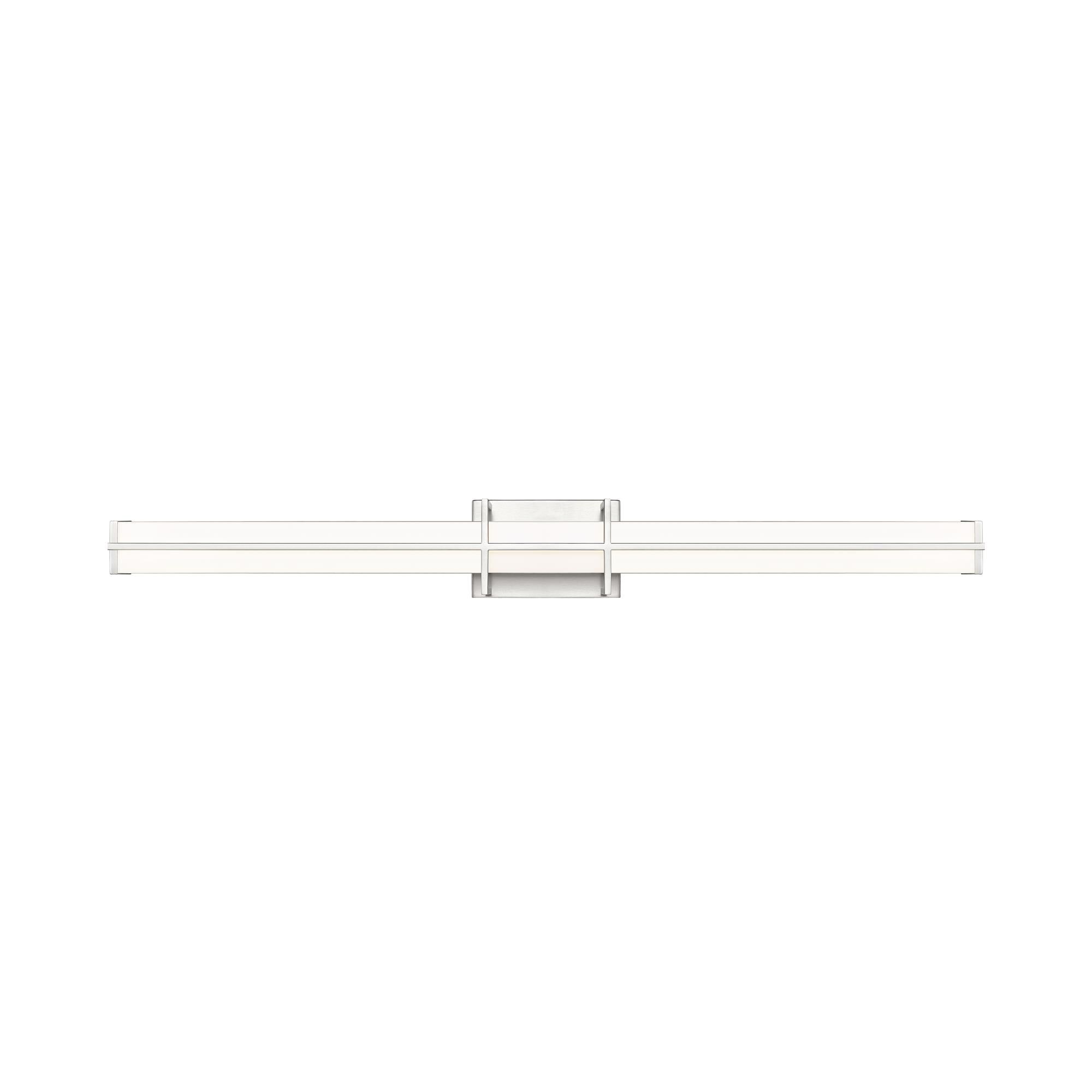 Shown in Brushed Nickel finish and Frosted glass and Frosted shade