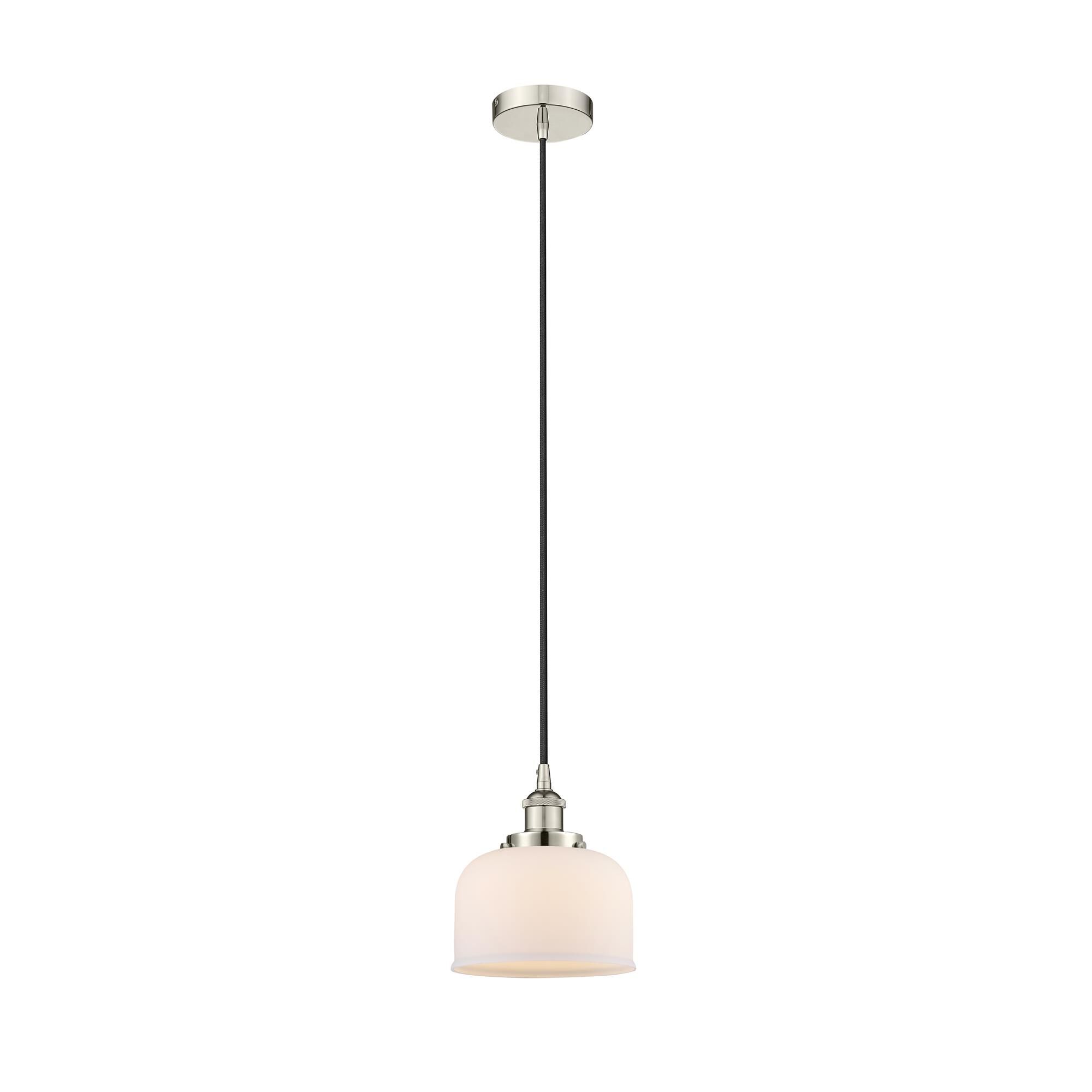 Shown in Polished Nickel finish and Matte White glass