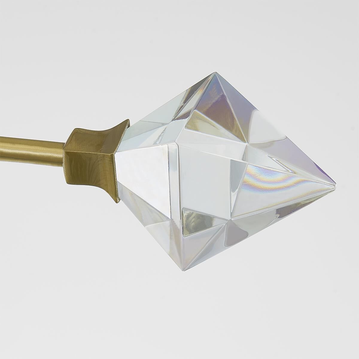 Shown in Aged Brass finish and Iridescent Crystal glass