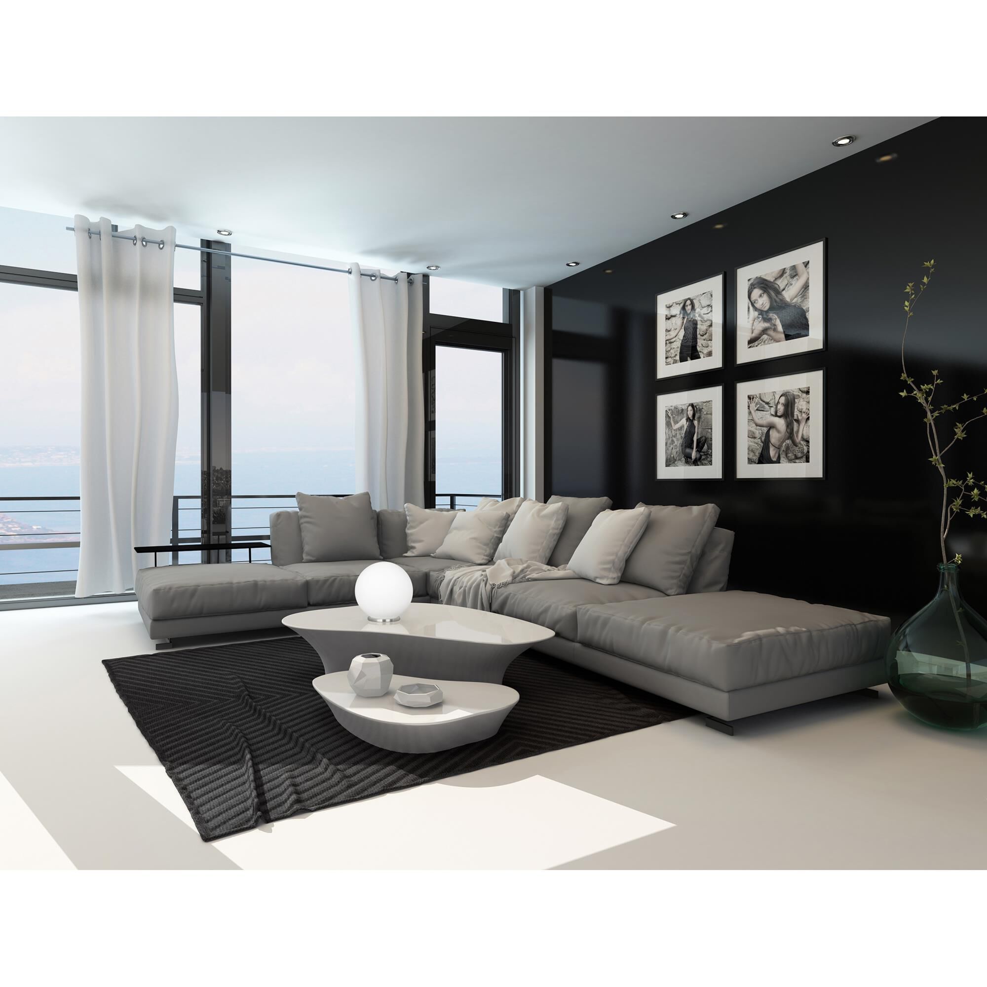 Shown in Silver finish and Opal Frosted glass and Round shade