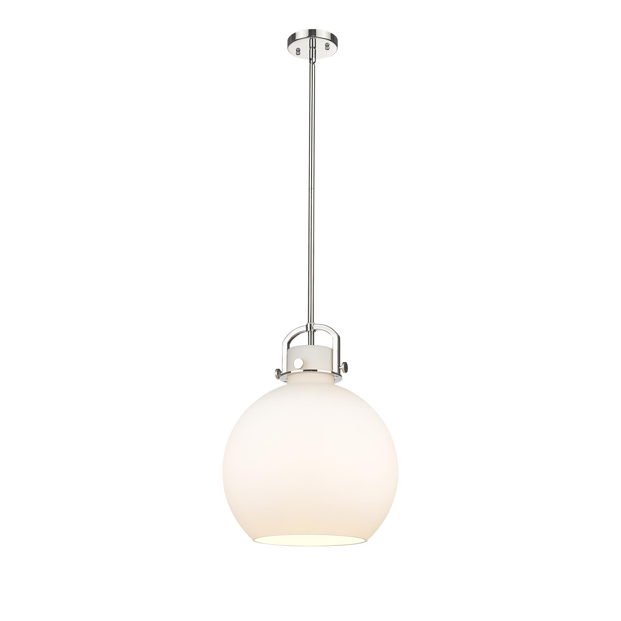 Shown in Polished Nickel finish and Matte White glass