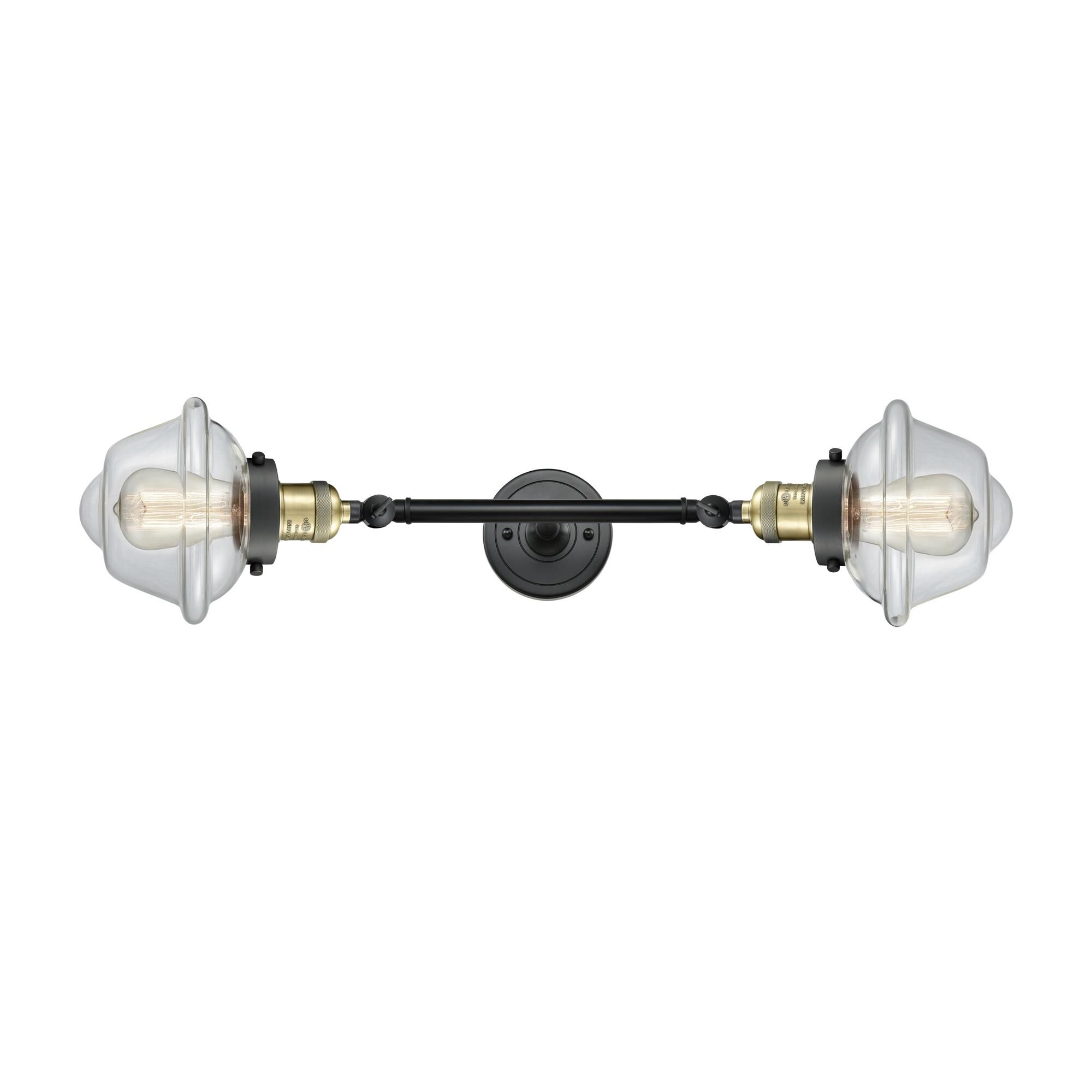 Shown in Black Antique Brass finish and Clear glass